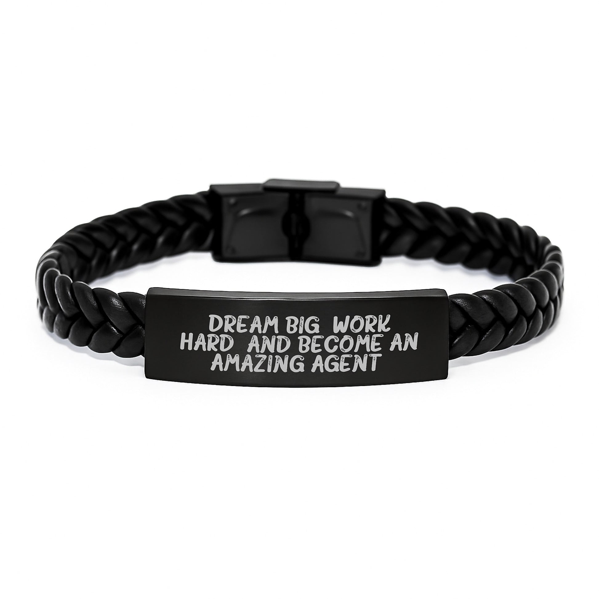 Dream Big Agent Interlaced Leather Bracelet Gifts from Family for Men - Image 1