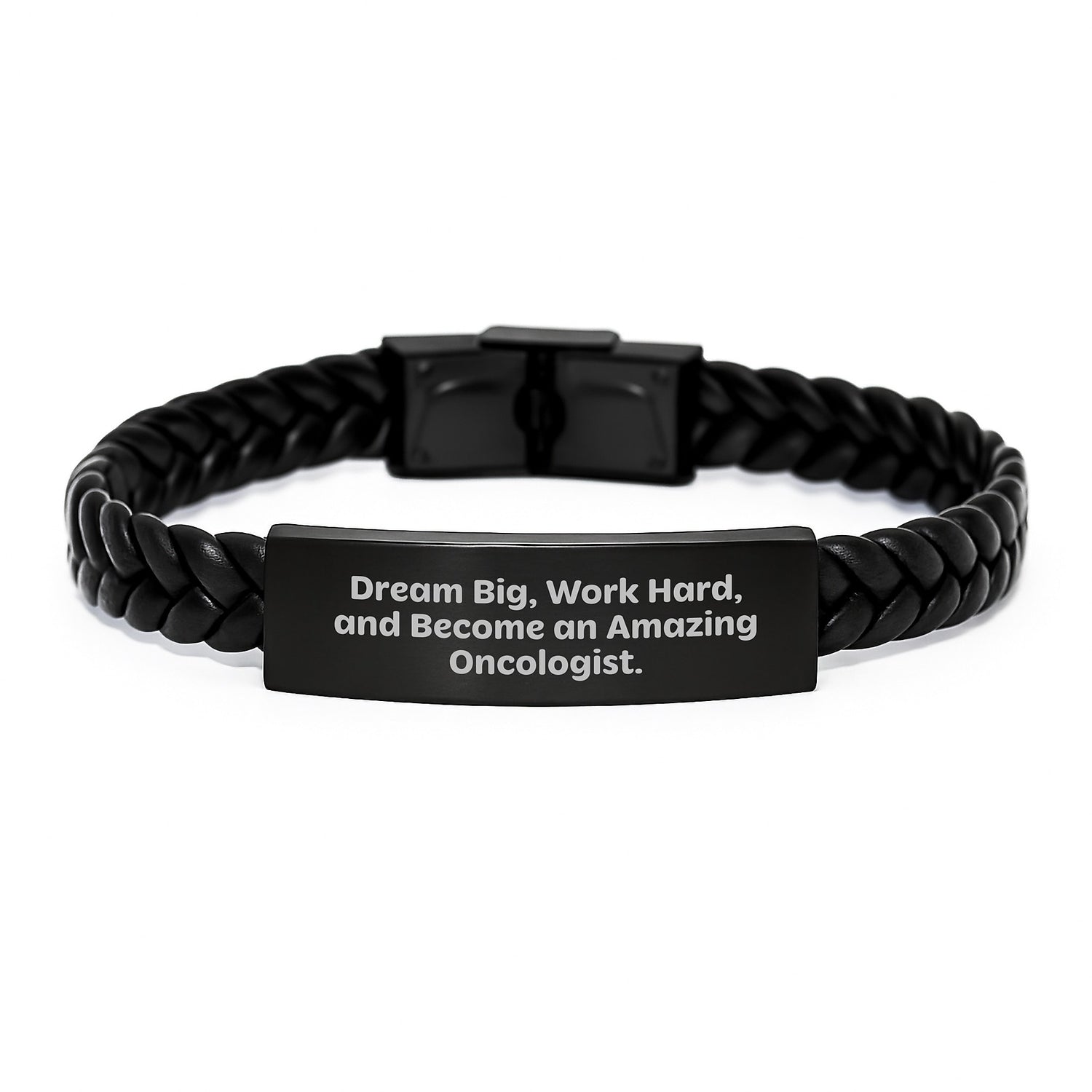 Inspirational Oncologist Gifts for Women, Interlaced Leather Bracelet with Engraved Steel, Funny Quote, Gifts from Friends to Family, Perfect Christmas Unique Presents - Image 1