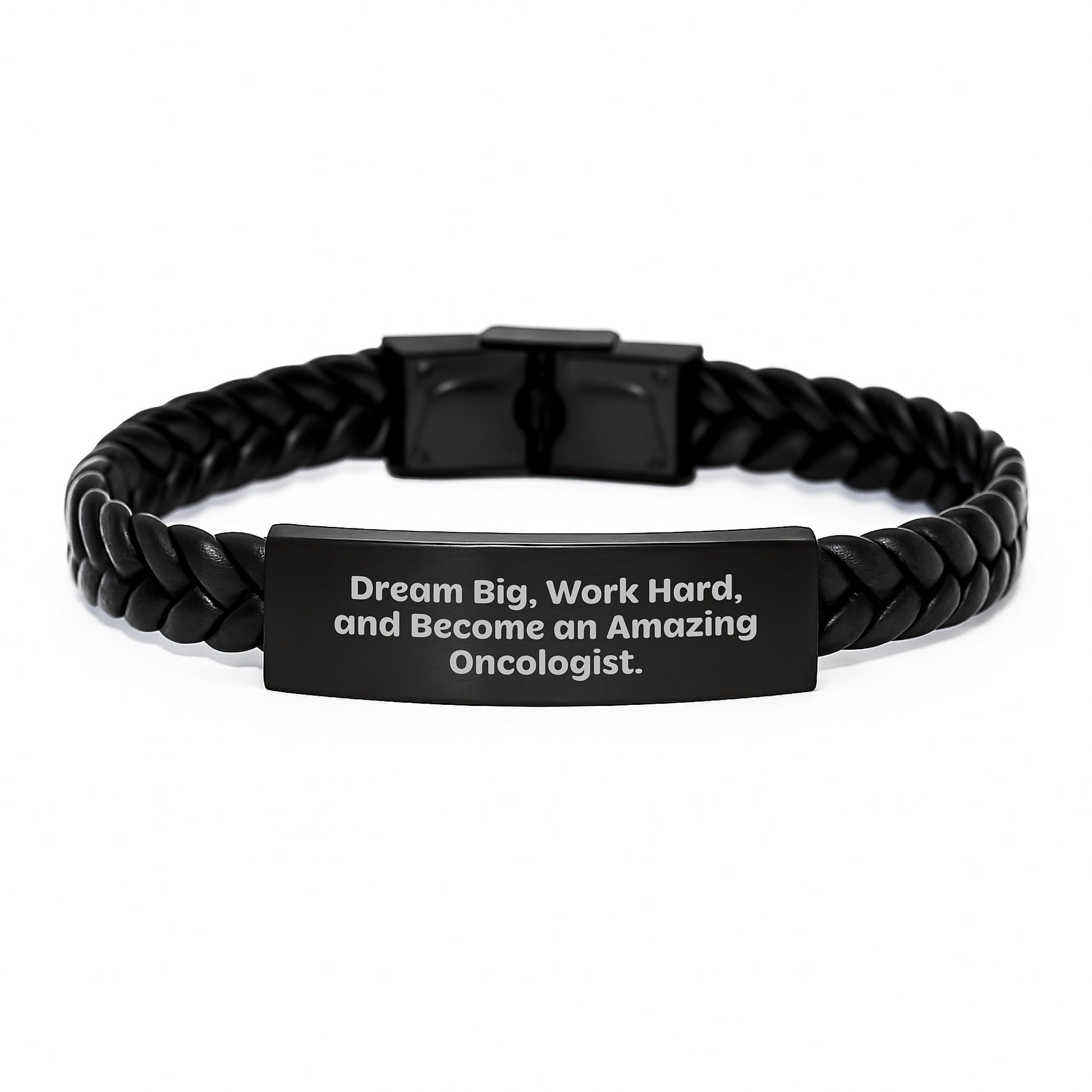 Inspirational Oncologist Gifts for Women, Interlaced Leather Bracelet with Engraved Steel, Funny Quote, Gifts from Friends to Family, Perfect Christmas Unique Presents - Image 1