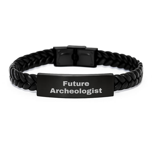 Funny Archeologist Gifts from Friends - Future Archeologist Quote Interlaced Leather Bracelet for Men or Women's Birthday Unique Gifts - Image 1