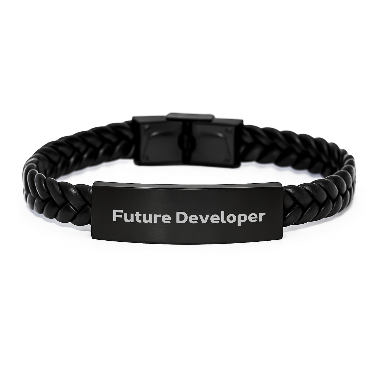 Developer Gifts from Friends, Funny Quote Interlaced Leather Bracelet for Future Developer, Graduation Unique Gifts for Men, Inspirational Quote - Image 1