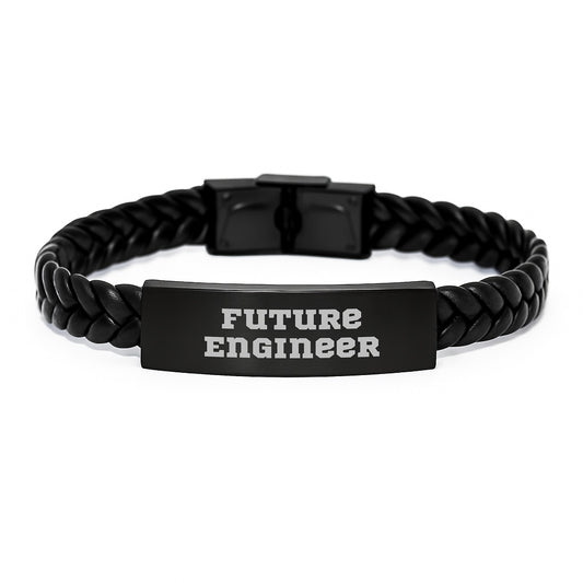 Funny Engineer Quotes Interlaced Leather Bracelet Gifts from Friends to Future Engineer, Christmas Unique Presents for Men - Image 1