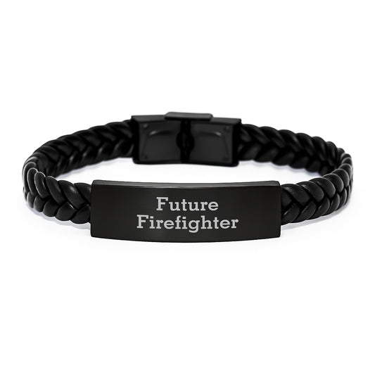 Funny Firefighter Gifts, Future Firefighter Interlaced Leather Bracelet, Graduation Unique Gifts from Men to Firefighters, Gifts for Future Firefighters - Image 1