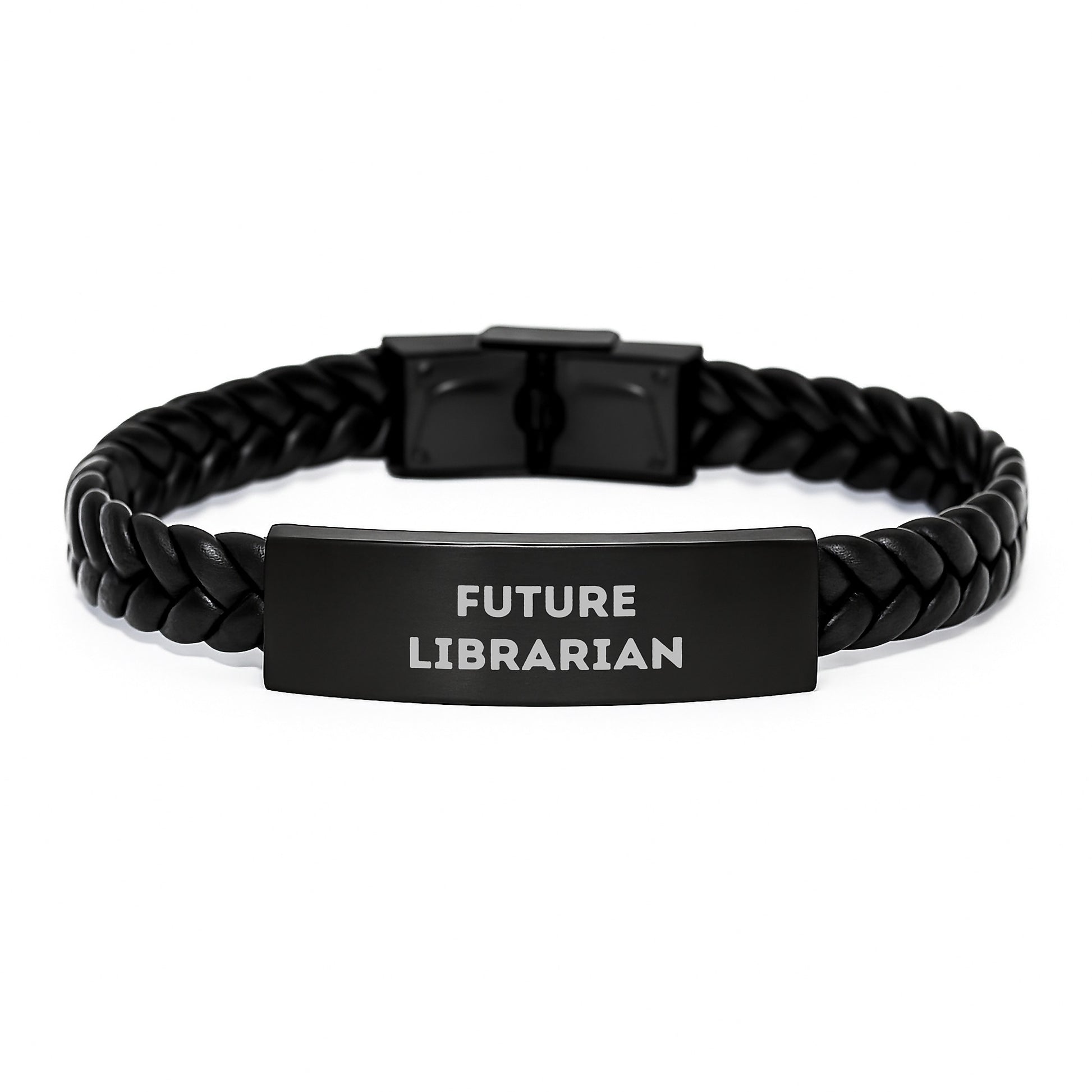 Inspirational Librarian Future Quotes Interlaced Leather Bracelet Gifts for Librarians from Friends - Image 1