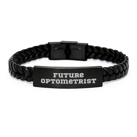 Funny Optometrist Gifts from Friends, Inspirational Future Optometrist Interlaced Leather Bracelet for Graduation, Optometrist Unique Gifts for Him Her - Image 1