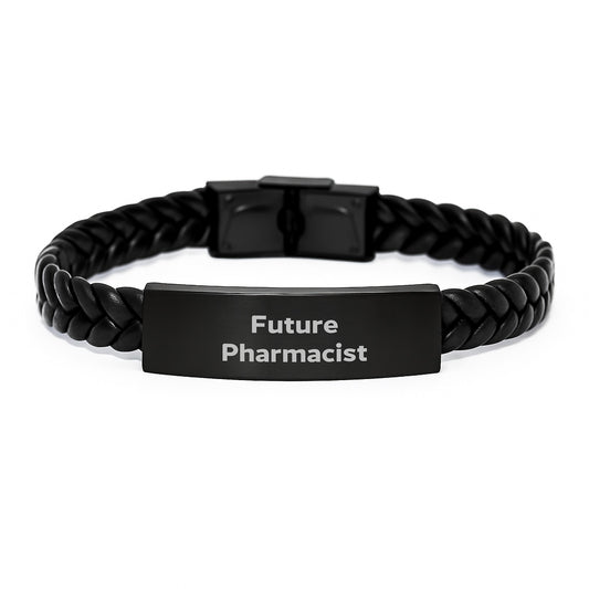 Funny Quote Future Pharmacist Gifts Interlaced Leather Bracelet, Gifts from Family to Future Pharmacist, Unique Graduation Gifts for Men - Image 1