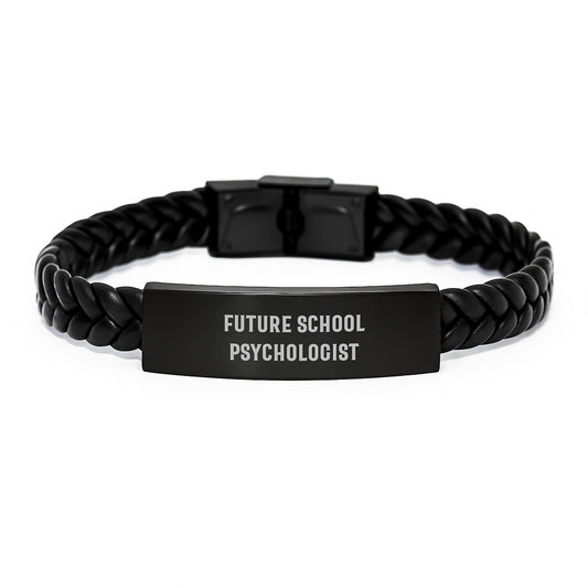 Funny School Psychologist Gifts from Mom - Inspirational Interlaced Leather Bracelet for Future School Psychologists, Graduation Unique Gifts for School Psychologists - Image 1