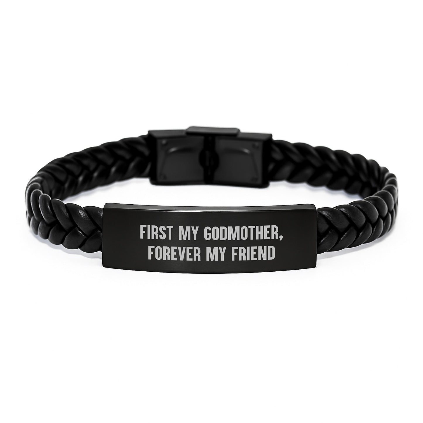 Godmother Gifts: Funny Quote Interlaced Leather Bracelet, Gifts from Men to Godmother, Unique Graduation Gifts for Her - Image 1