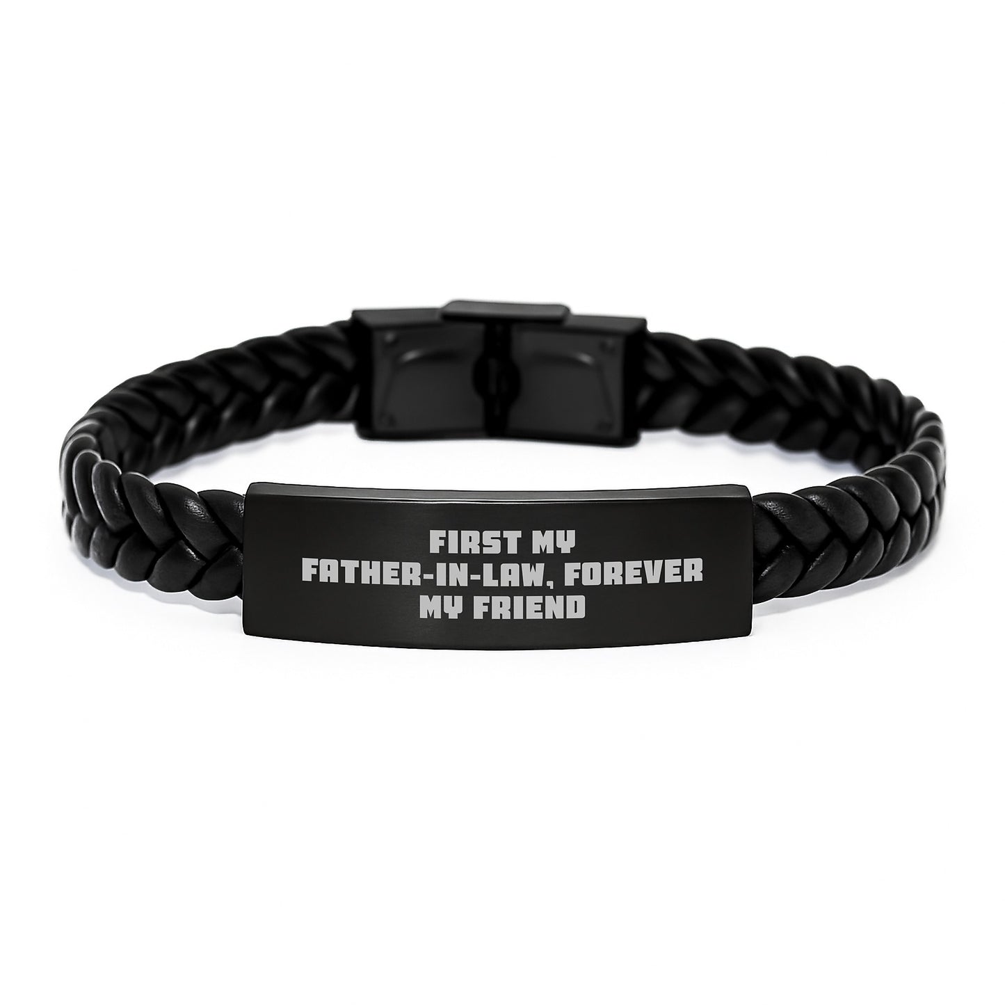 Funny Father-in-law Gift Ideas, Interlaced Leather Bracelet for Dad, First My Father-in-law, Forever My Friend, Gifts from Men to Father-in-law, Christmas Unique Presents - Image 1