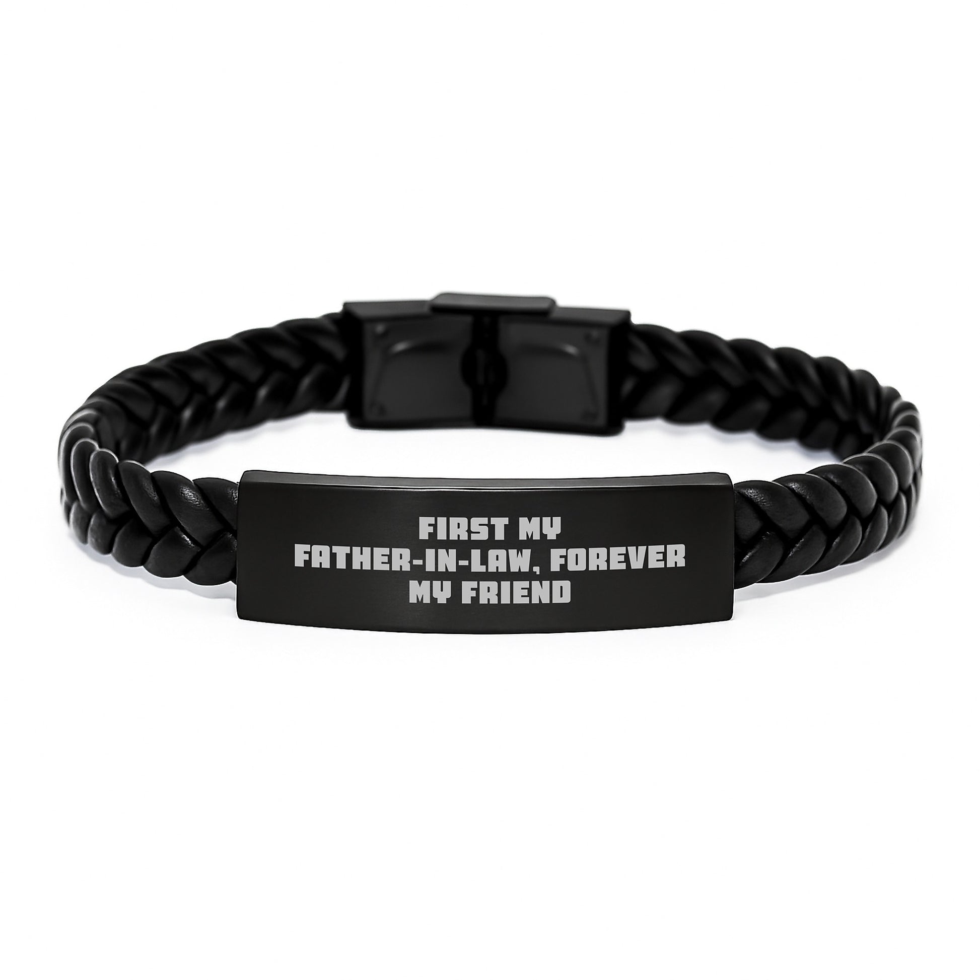 Funny Father-in-law Gift Ideas, Interlaced Leather Bracelet for Dad, First My Father-in-law, Forever My Friend, Gifts from Men to Father-in-law, Christmas Unique Presents - Image 1
