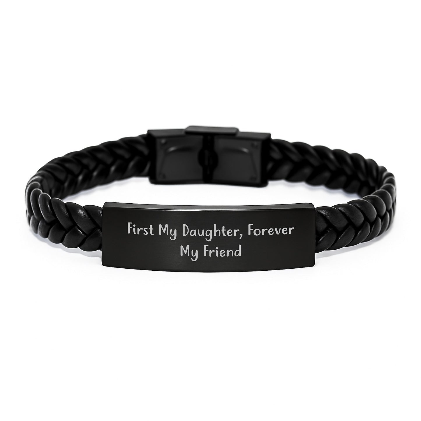 Gifts from Mom to Daughter, Inspirational Interlaced Leather Bracelet, Quote 'First My Daughter, Forever My Friend' for Christmas Unique Gifts - Image 1