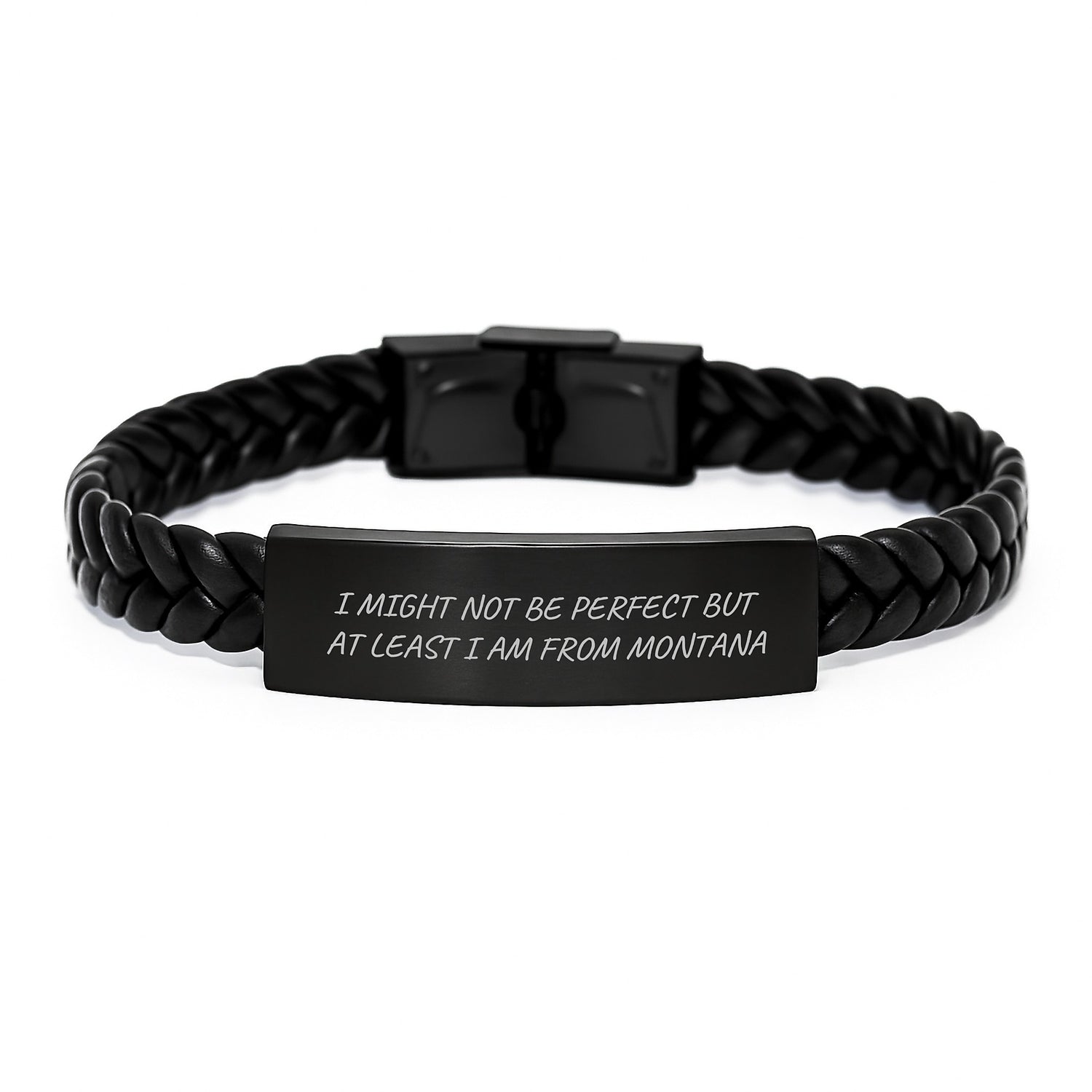 Montana Proud Interlaced Leather Bracelet, Funny Quote Gifts from Friends, Unique Graduation Presents for Montana Men and Women - Image 1