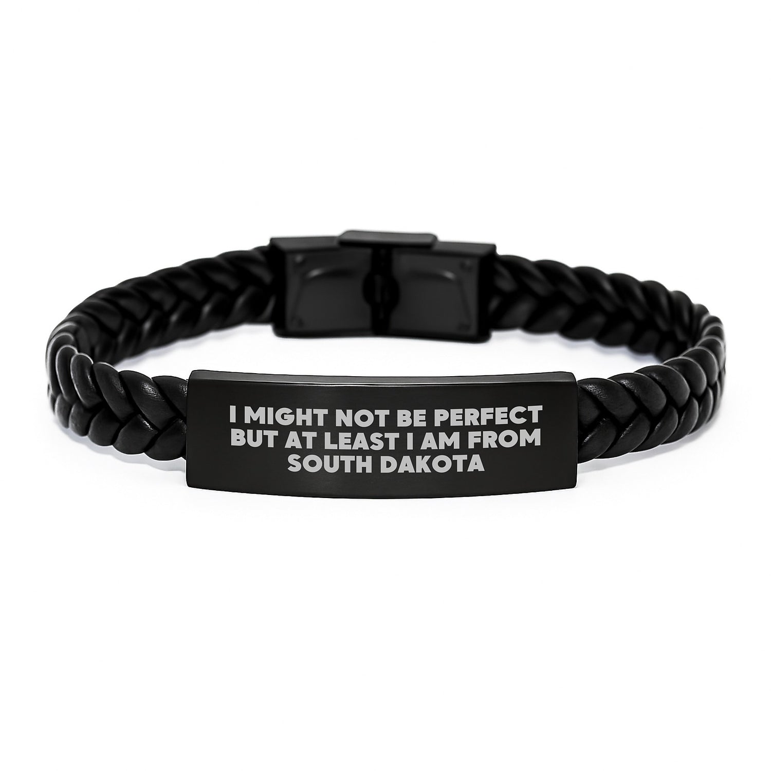 South Dakota Gifts, Inspirational Quote Interlaced Leather Bracelet, Gifts from Friends to Family, Perfect Graduation Unique Gifts for South Dakota Men and Women - Image 1