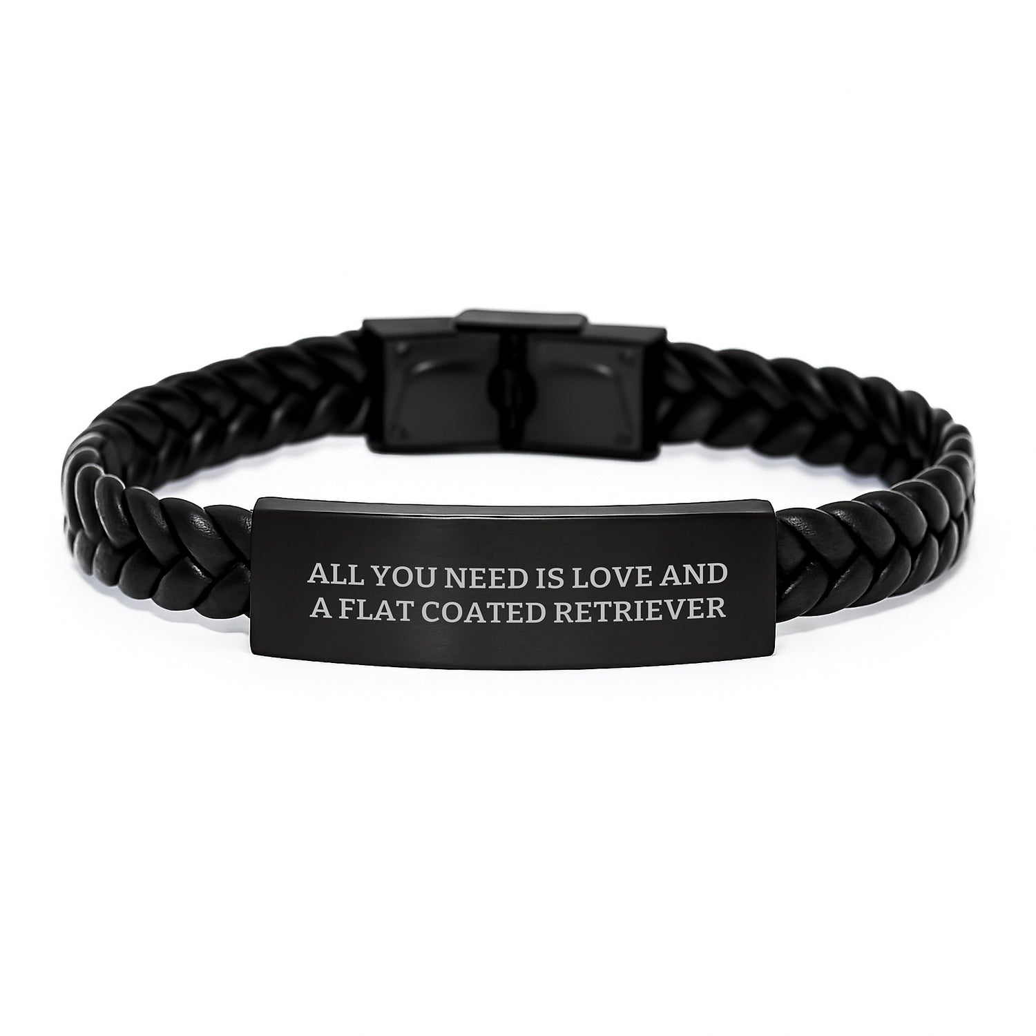 Funny Flat Coated Retriever Dog Gifts - Interlaced Leather Bracelet, Stainless Steel with PU Leather, Perfect Christmas Unique Presents for Flat Coated Retriever Dog Lovers, Gifts from Men to Family - Image 1
