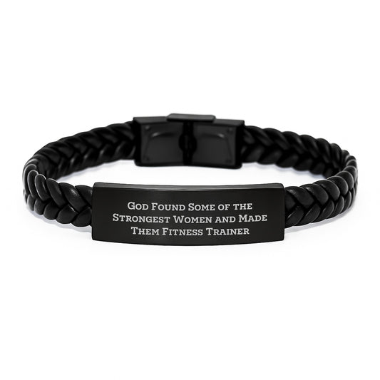 Funny Fitness Trainer Gifts from Men to Women, Unique Interlaced Leather Bracelet for Christmas - Image 1