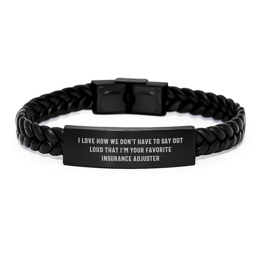Funny Quote for Insurance Adjuster, Gifts for Insurance Adjuster Men, Interlaced Leather Bracelet with Stainless Steel and PU Leather, Gifts from Friends, Christmas Unique Gifts - Image 1