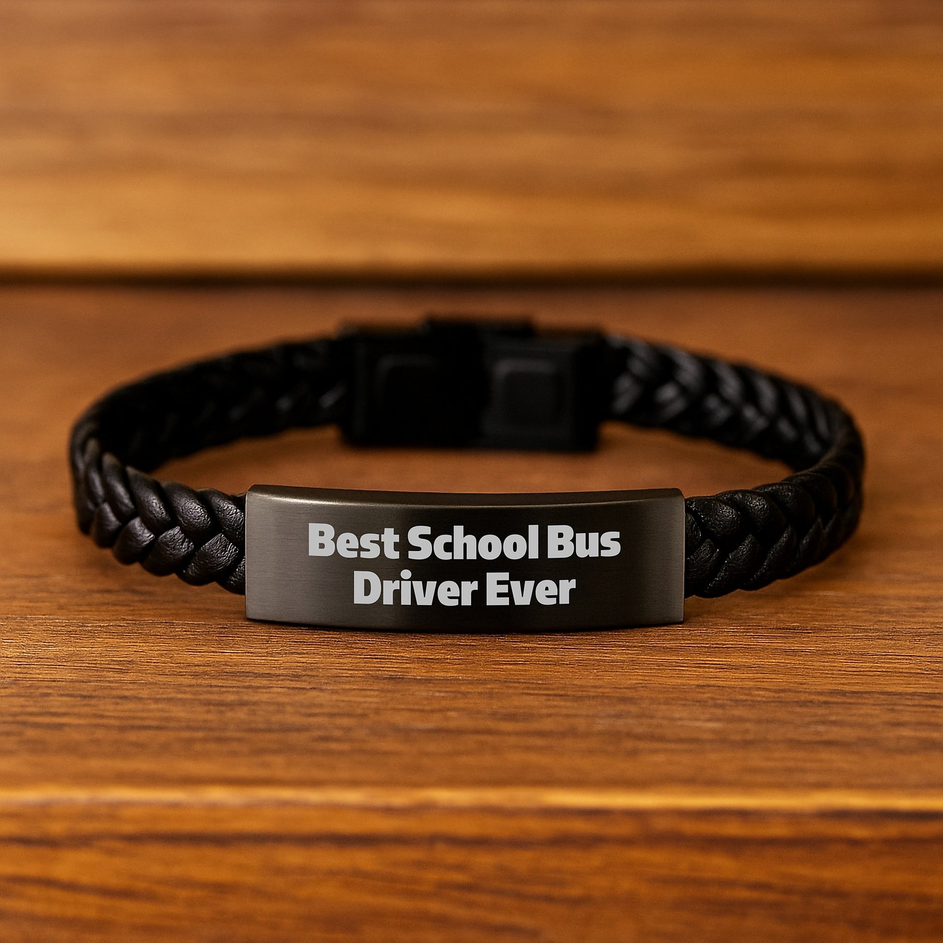 Funny Quotes for School Bus Drivers, Interlaced Leather Bracelet Gift for Men, Christmas Unique Gifts from Friends, Inspirational Best School Bus Driver Ever - Image 2