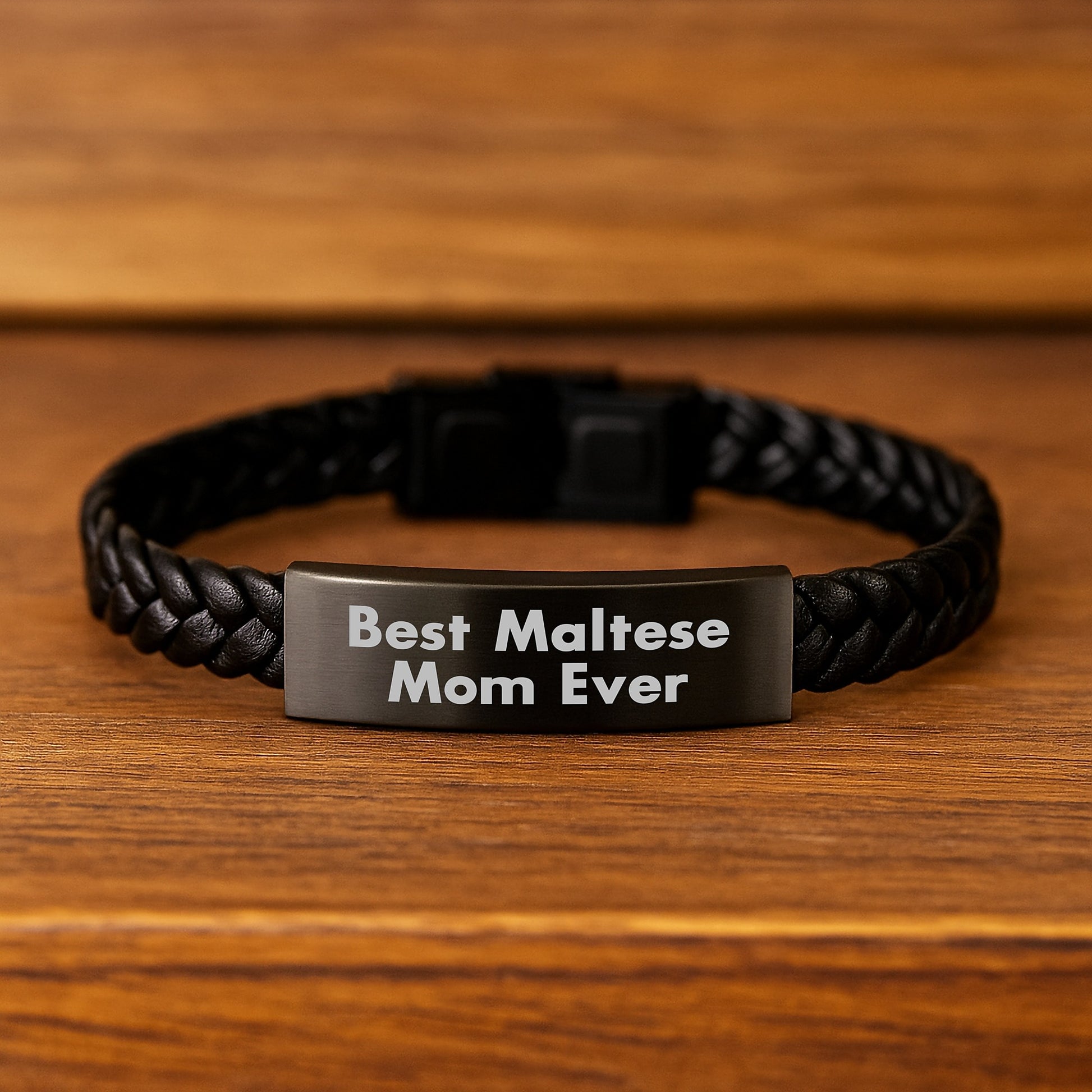 Maltese Dog Mom Gifts from Best Mom Ever - Interlaced Leather Birthday Jewelry for Maltese Dog Lovers, Handcrafted with Engraved Stainless Steel - Image 2