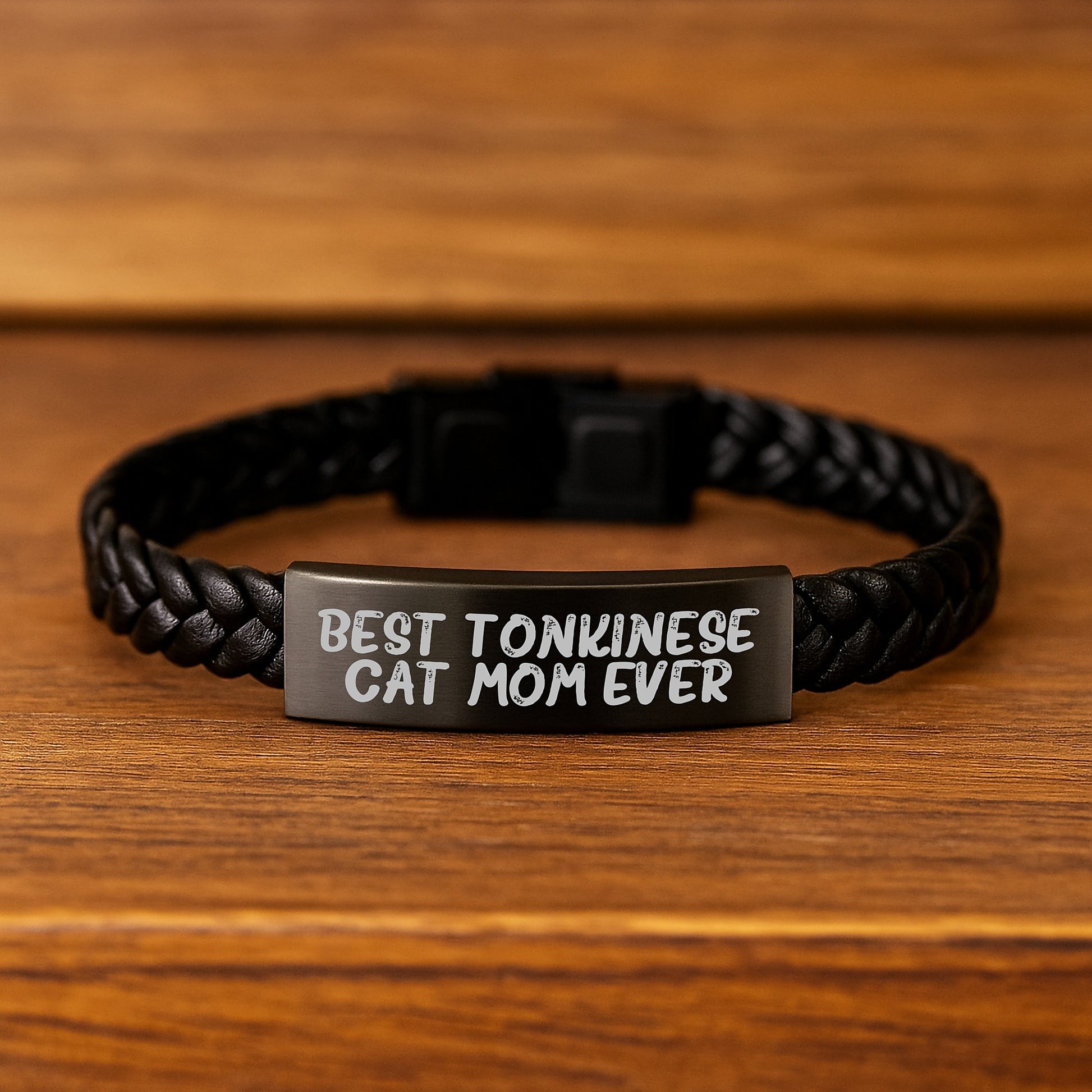 Funny Tonkinese Cat Mom Ever Interlaced Leather Birthday Unique Gift for Friends from Women, Gifts for Tonkinese Cat Lovers - Image 2