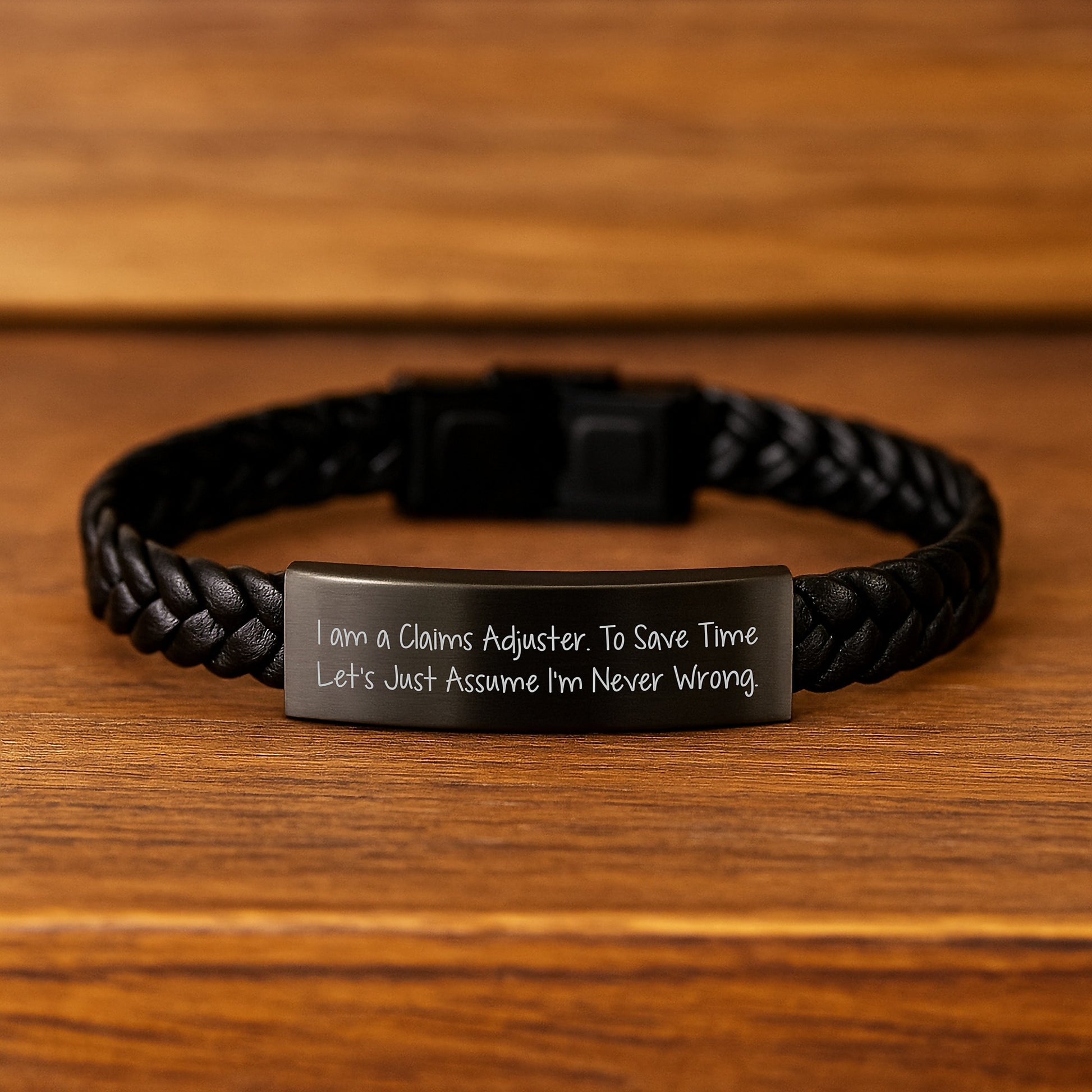 Funny Claims Adjuster Gifts from Friends - 'I'm Never Wrong' Interlaced Leather Bracelet for Men, Women, Coworkers, Family, Unique Christmas Memorable Presents - Image 2
