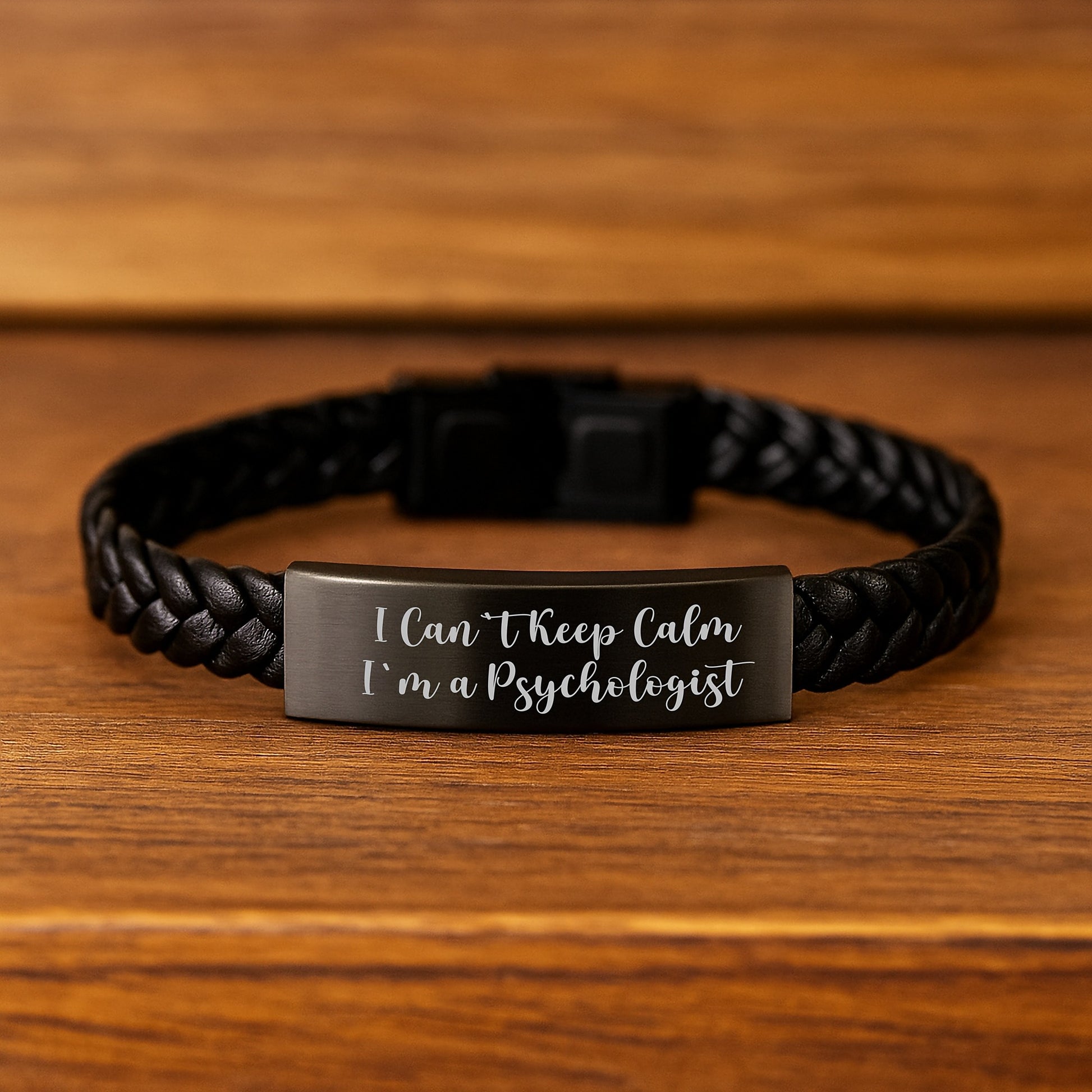 Funny Psychologist Gifts for Men, I Can't Keep Calm I'm A Psychologist Interlaced Leather Bracelet, Christmas Unique Presents for Psychologist Friends - Image 2