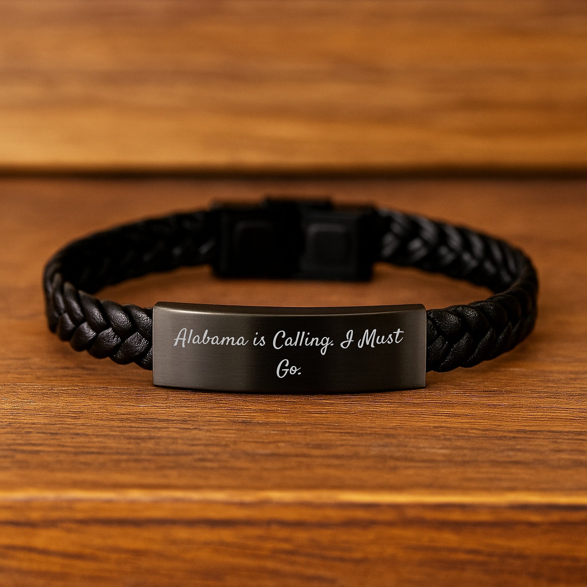 Alabama Interlaced Leather Bracelet, Funny Quote Gifts from Men to Friends, 'Alabama Is Calling. I Must Go.' - Image 2
