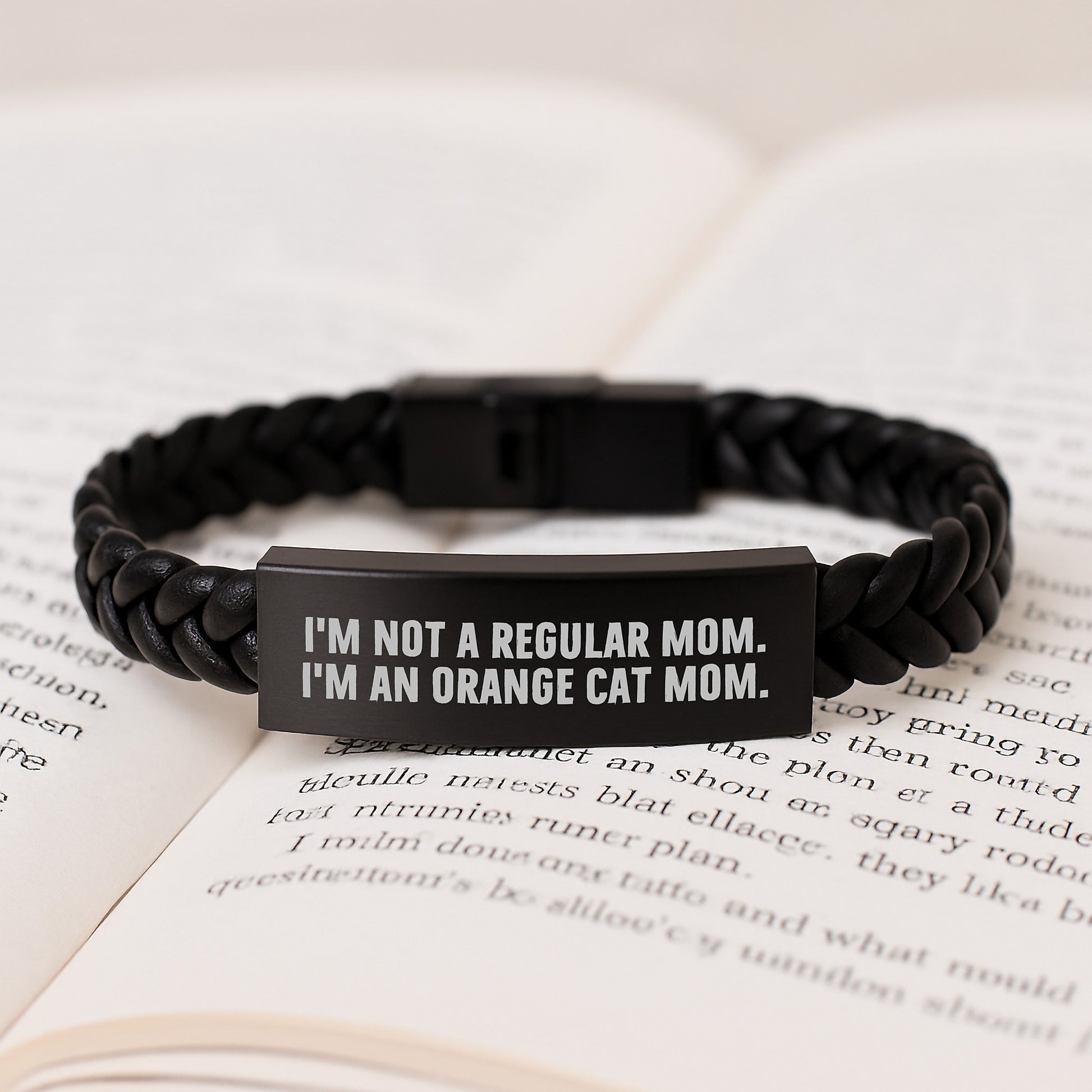 Funny Orange Cat Mom Gifts for Women, I'm Not A Regular Mom. I'm An Orange Cat Mom. Interlaced Leather Bracelet, Birthday Unique Gifts from Friends to Family - Image 3