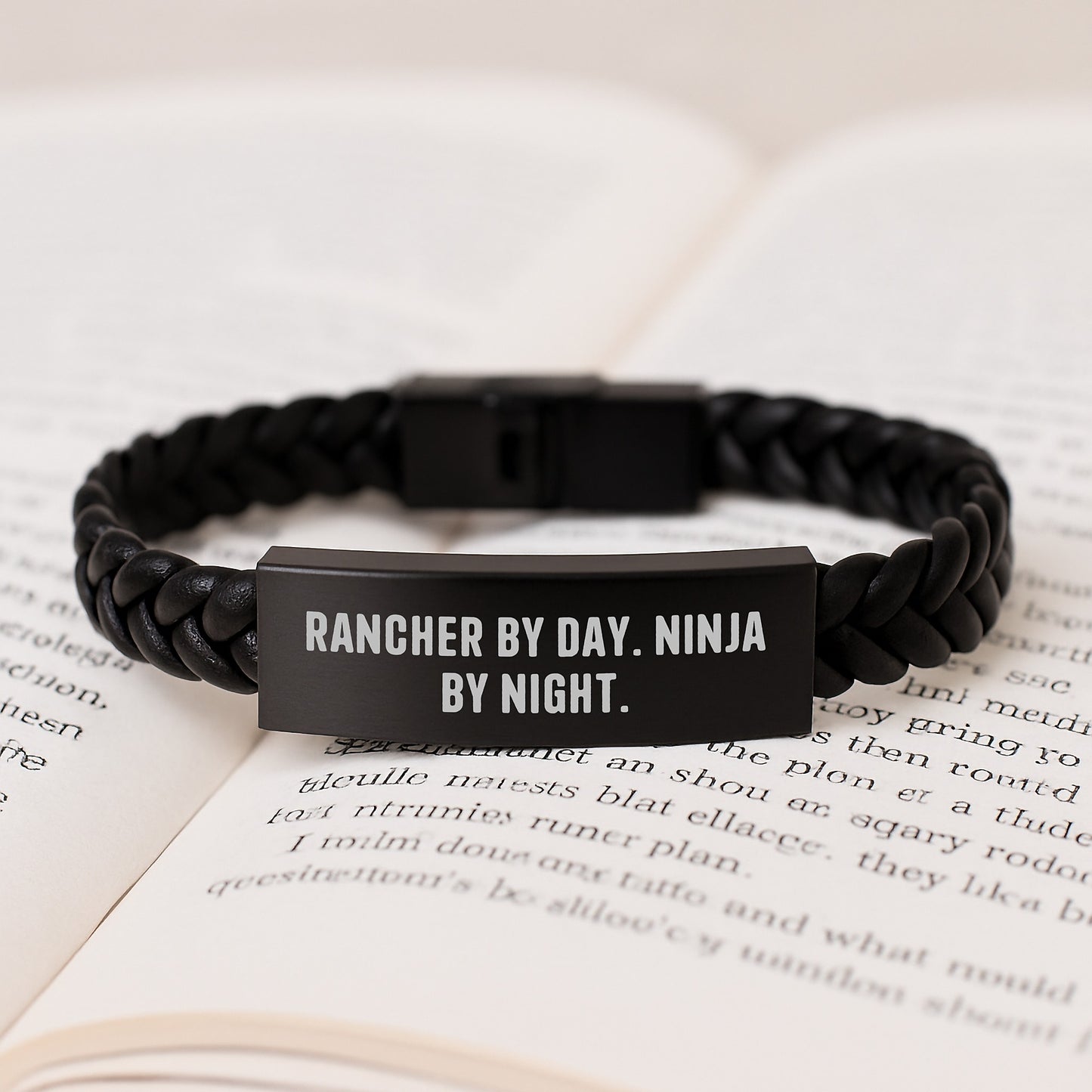 Rancher Gifts from Men, Rancher By Day. Ninja By Night. Interlaced Leather Bracelet for Birthday, Unique Gifts for Rancher - Image 3