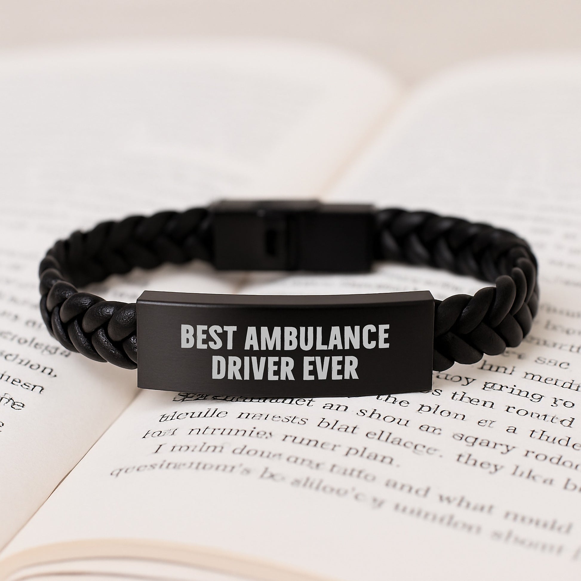 Funny Ambulance Driver Gifts - Best Ambulance Driver Ever Interlaced Leather Bracelet, Gifts from Men to Ambulance Driver, Birthday Unique Gifts for Ambulance Driver - Image 3