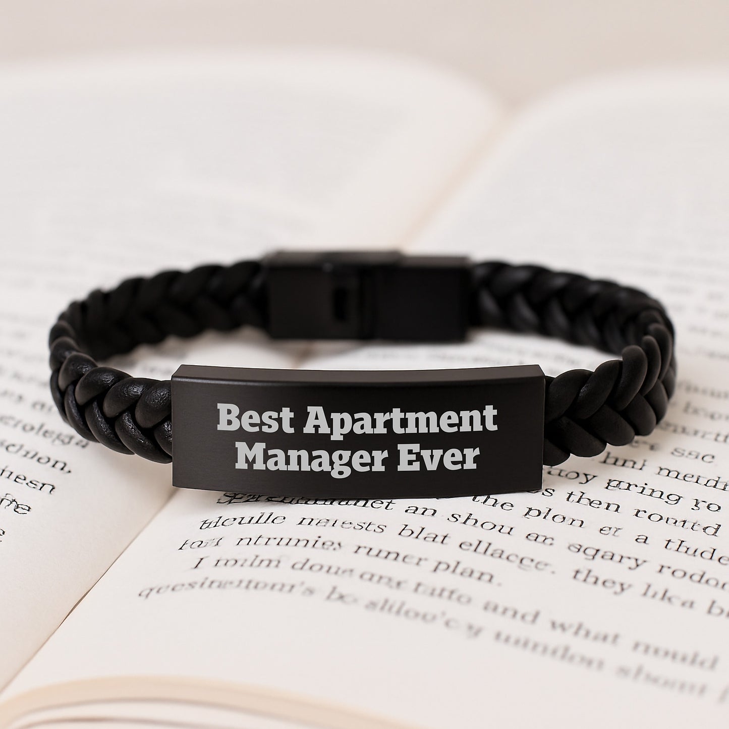 'Best Apartment Manager Ever' Gifts for Men - Christmas Unique Gifts from Friends for Apartment Manager - Interlaced Leather Bracelet for Him - Image 3