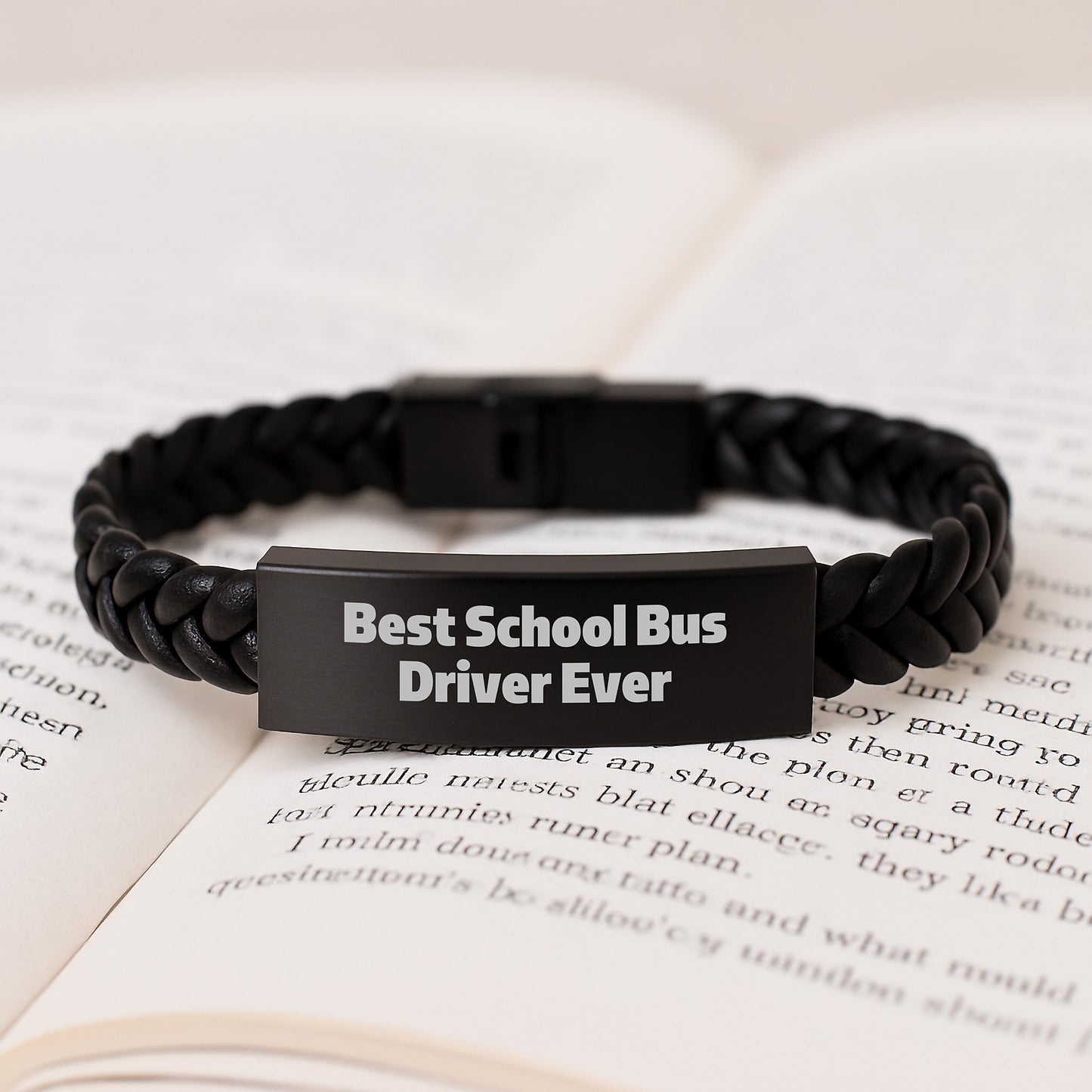 Funny Quotes for School Bus Drivers, Interlaced Leather Bracelet Gift for Men, Christmas Unique Gifts from Friends, Inspirational Best School Bus Driver Ever - Image 3