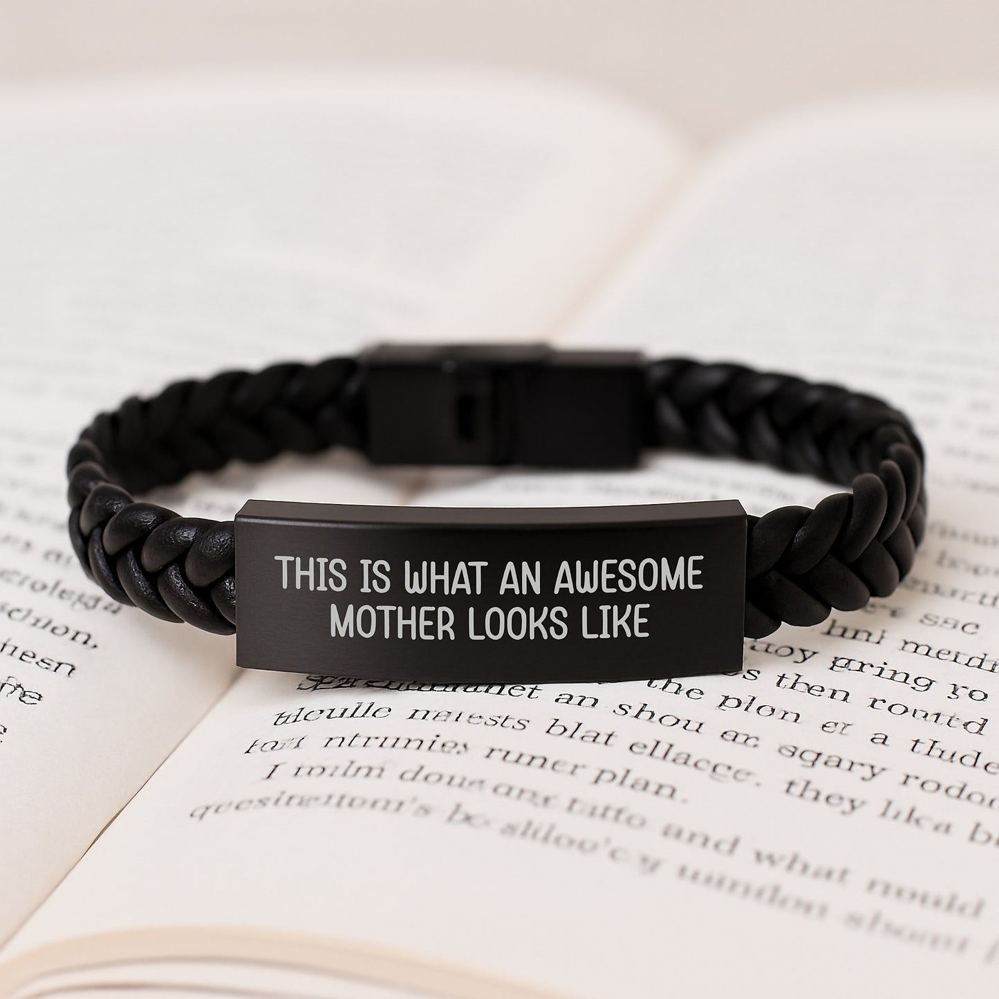 Inspirational Mother's Interlaced Leather Bracelet Gifts from Friends to Awesome Mom - 'This Is What An Awesome Mother Looks Like' Graduation Unique Gifts - Image 3