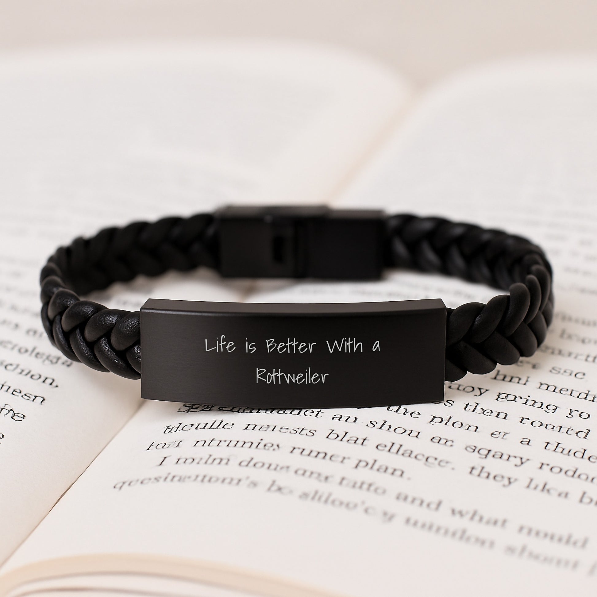 Funny Rottweiler Dog Gifts for Men - Interlaced Leather Bracelet Gifts from Friends on Birthday - Image 3