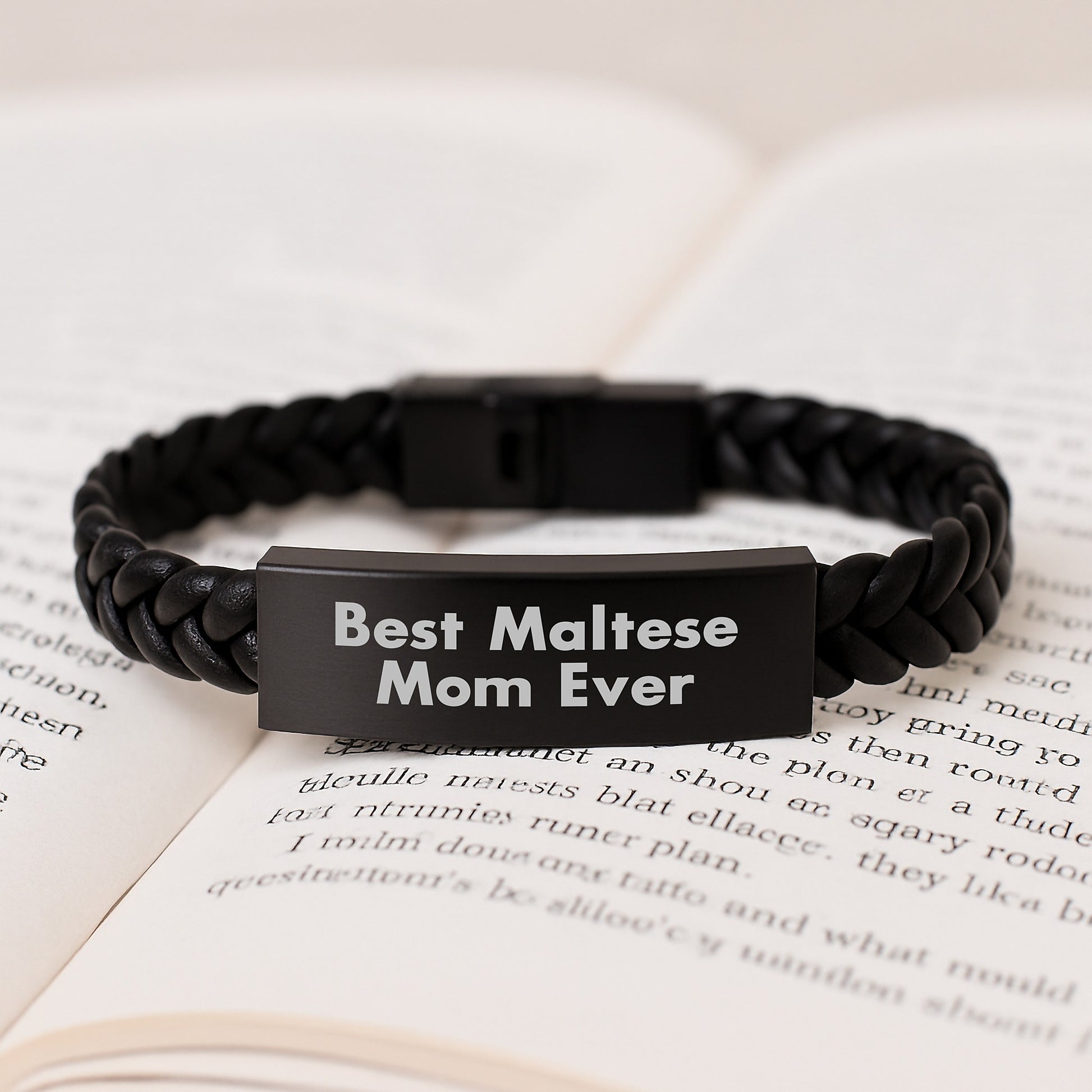 Maltese Dog Mom Gifts from Best Mom Ever - Interlaced Leather Birthday Jewelry for Maltese Dog Lovers, Handcrafted with Engraved Stainless Steel - Image 3