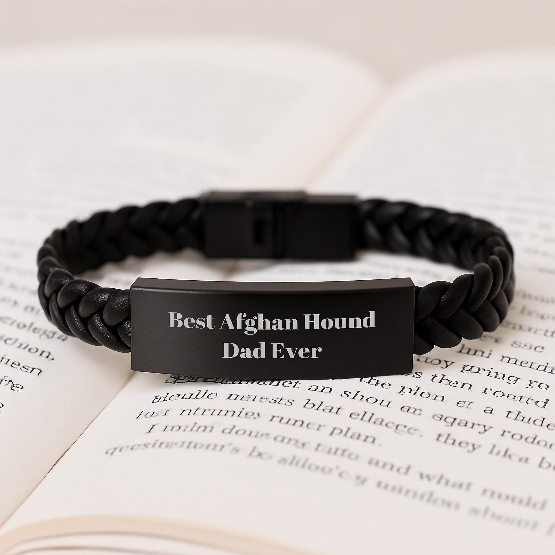 Afghan Hound Dad Gifts from Men Unique Valentine's Interlaced Leather Bracelet, Funny Quote 'Best Afghan Hound Dad Ever' for Afghan Hound Dog Lover - Image 3