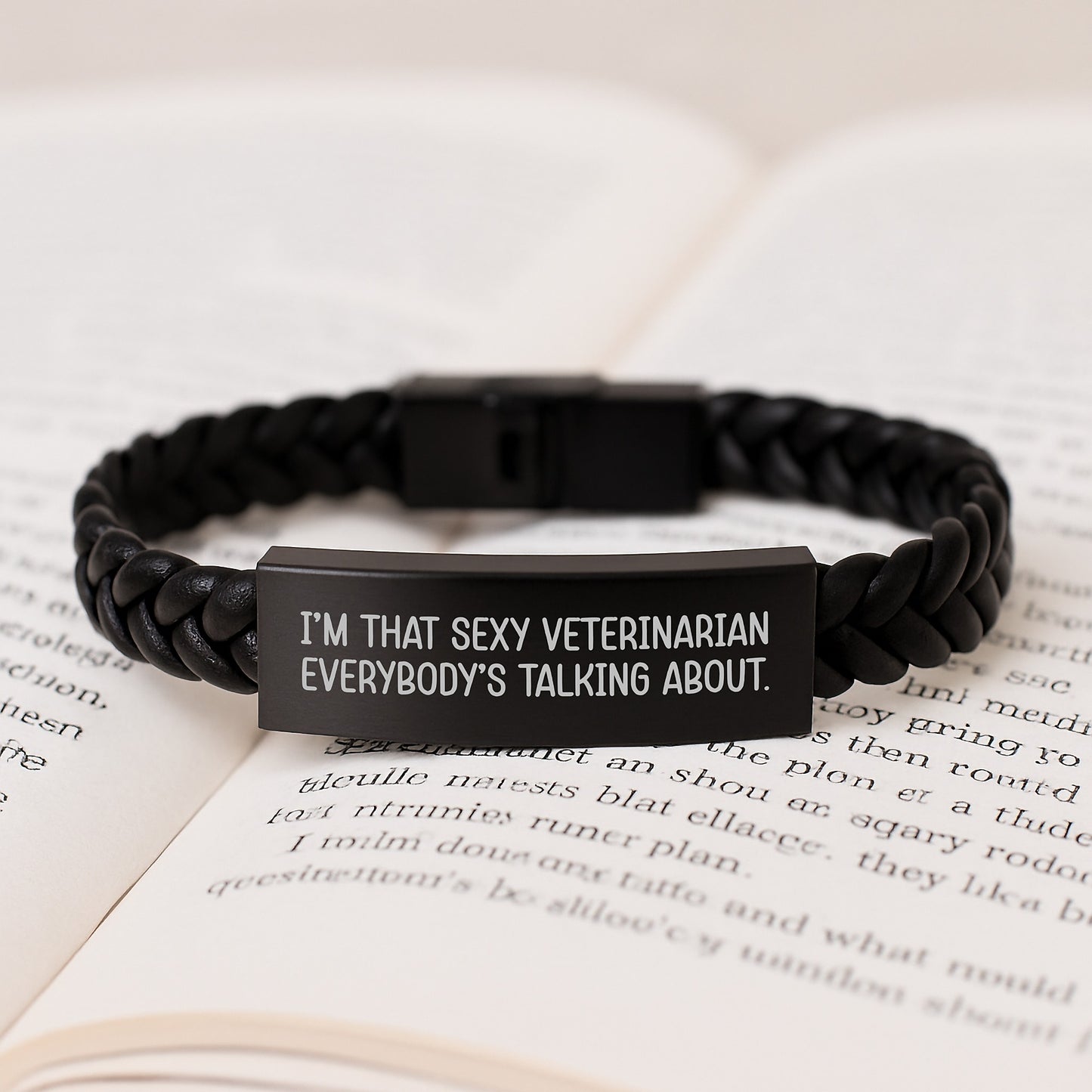 Funny Veterinarian Gifts from Friends, Christmas Unique Jewelry for Female Veterinarians - Sexy Interlaced Leather Bracelet - I'm That Sexy Veterinarian Everybody's Talking About! - Image 3