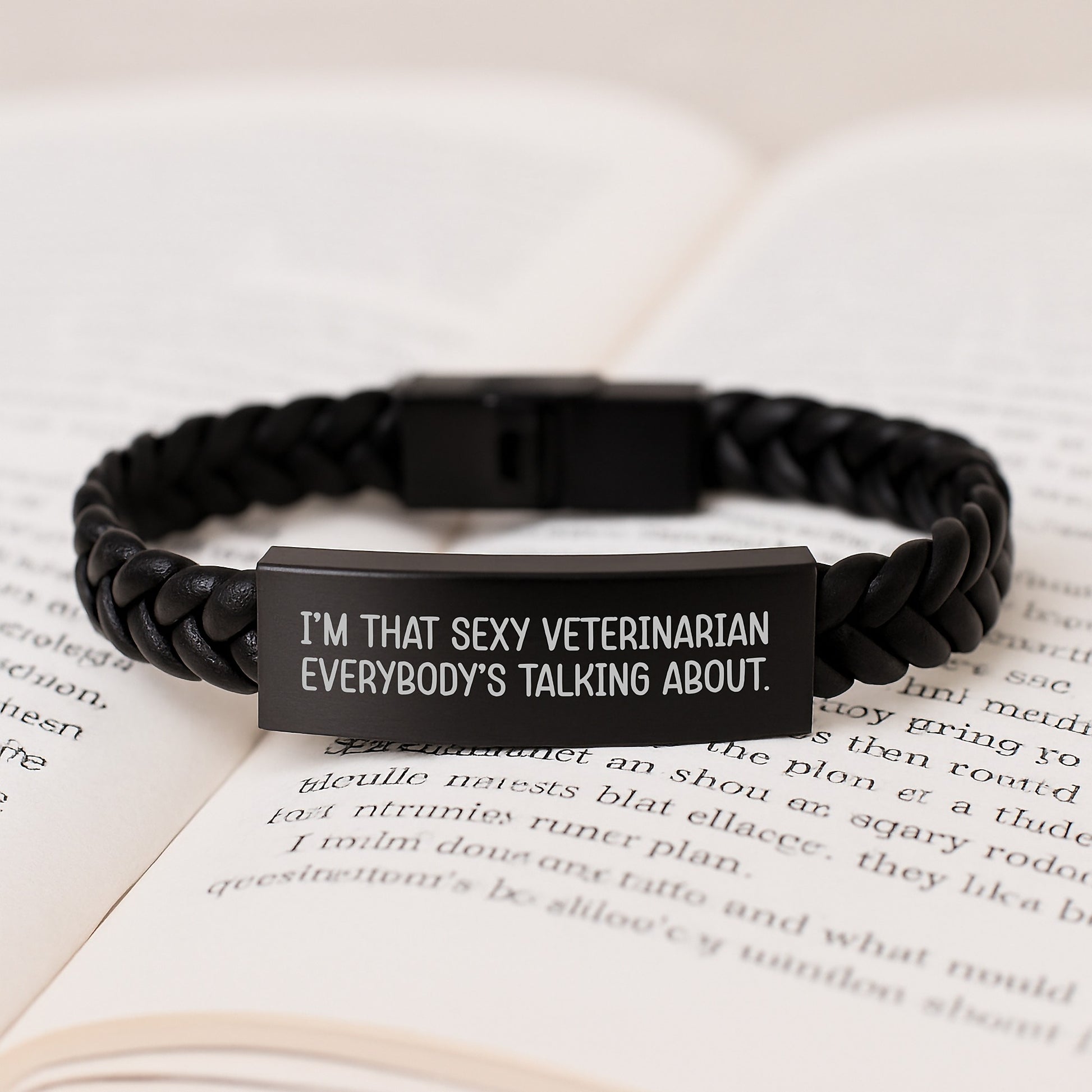 Funny Veterinarian Gifts from Friends, Christmas Unique Jewelry for Female Veterinarians - Sexy Interlaced Leather Bracelet - I'm That Sexy Veterinarian Everybody's Talking About! - Image 3