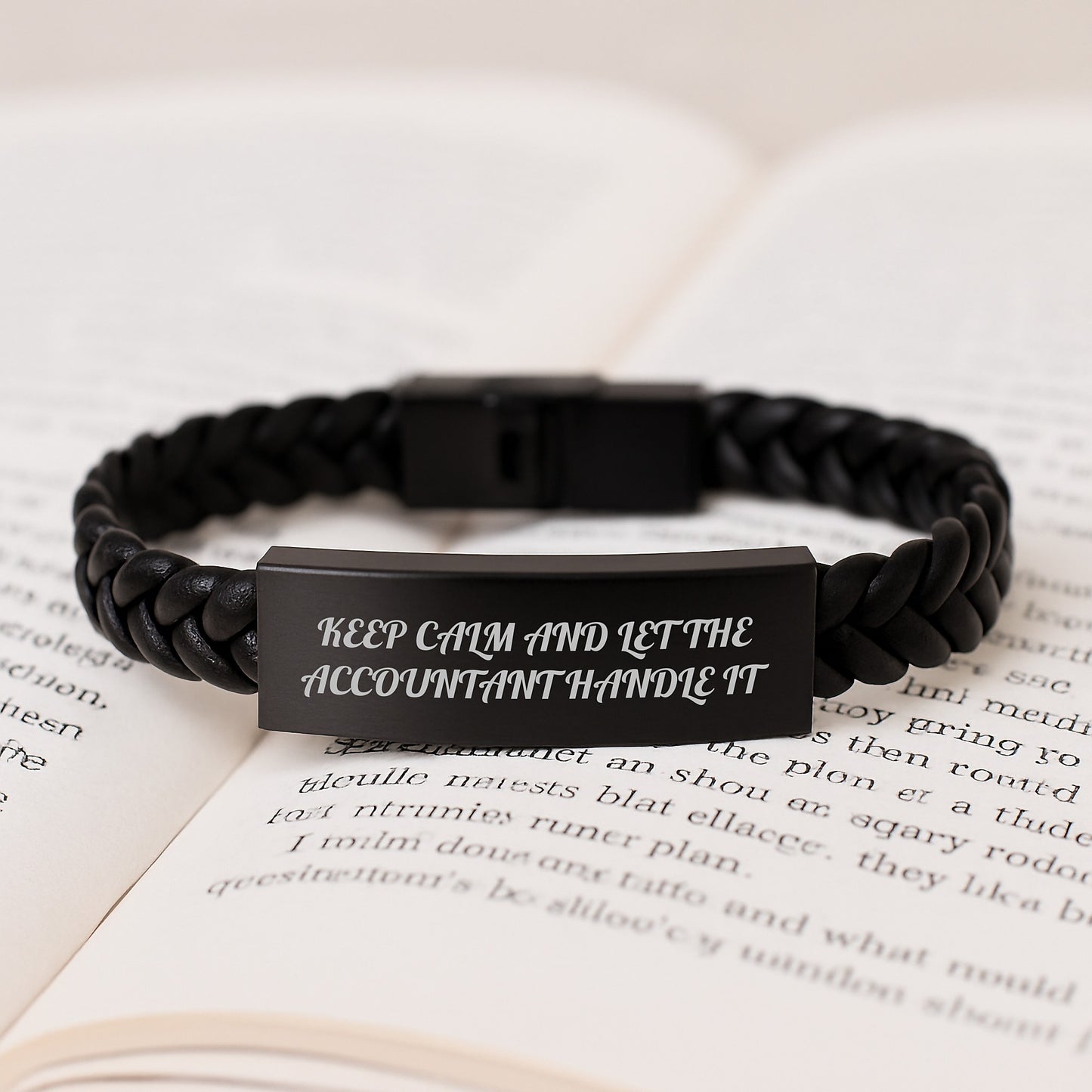 Funny Accountant Gifts, 'Keep Calm And Let The Accountant Handle It', Interlaced Leather Bracelet for Accountant Men, Christmas Unique Gifts from Family, Friends - Image 3