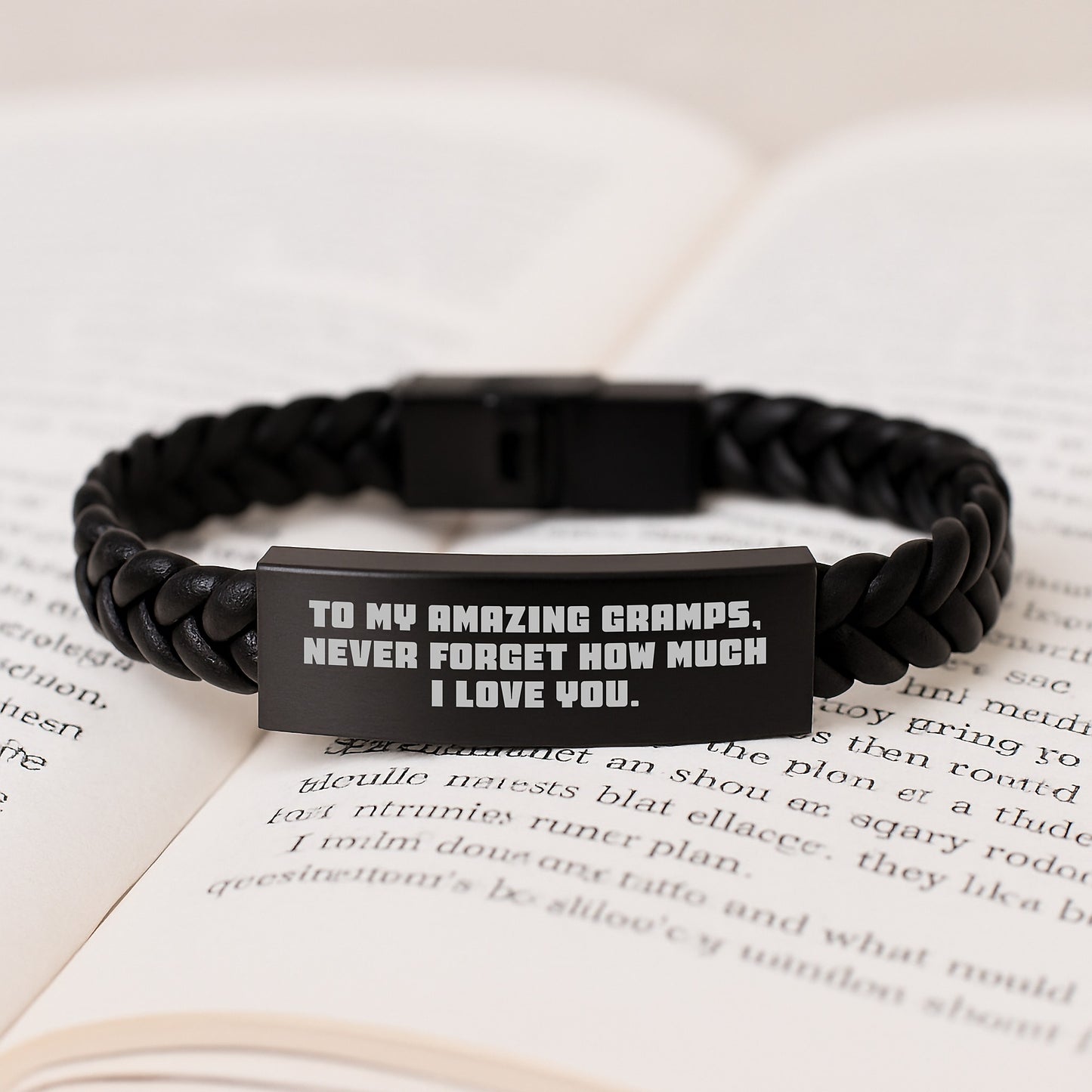 Funny Gramps Gifts for Him, Interlaced Leather Bracelet with Quote, Perfect Christmas Unique Gifts from Grandson to Amazing Gramps - Image 3