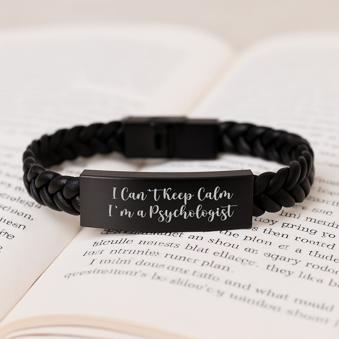 Funny Psychologist Gifts for Men, I Can't Keep Calm I'm A Psychologist Interlaced Leather Bracelet, Christmas Unique Presents for Psychologist Friends - Image 3