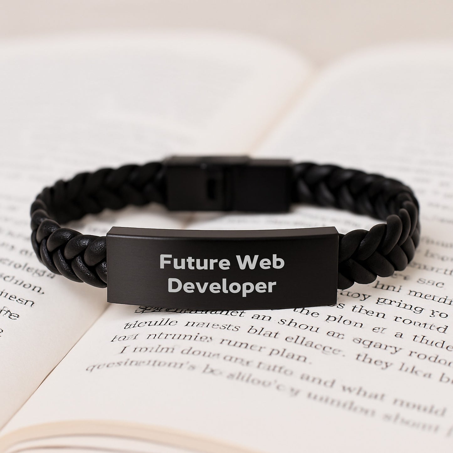 Funny Future Web Developer Gifts from Men, Web Developer Unique Christmas Unique Gifts, Interlaced Leather Bracelet for Web Developer - Image 3