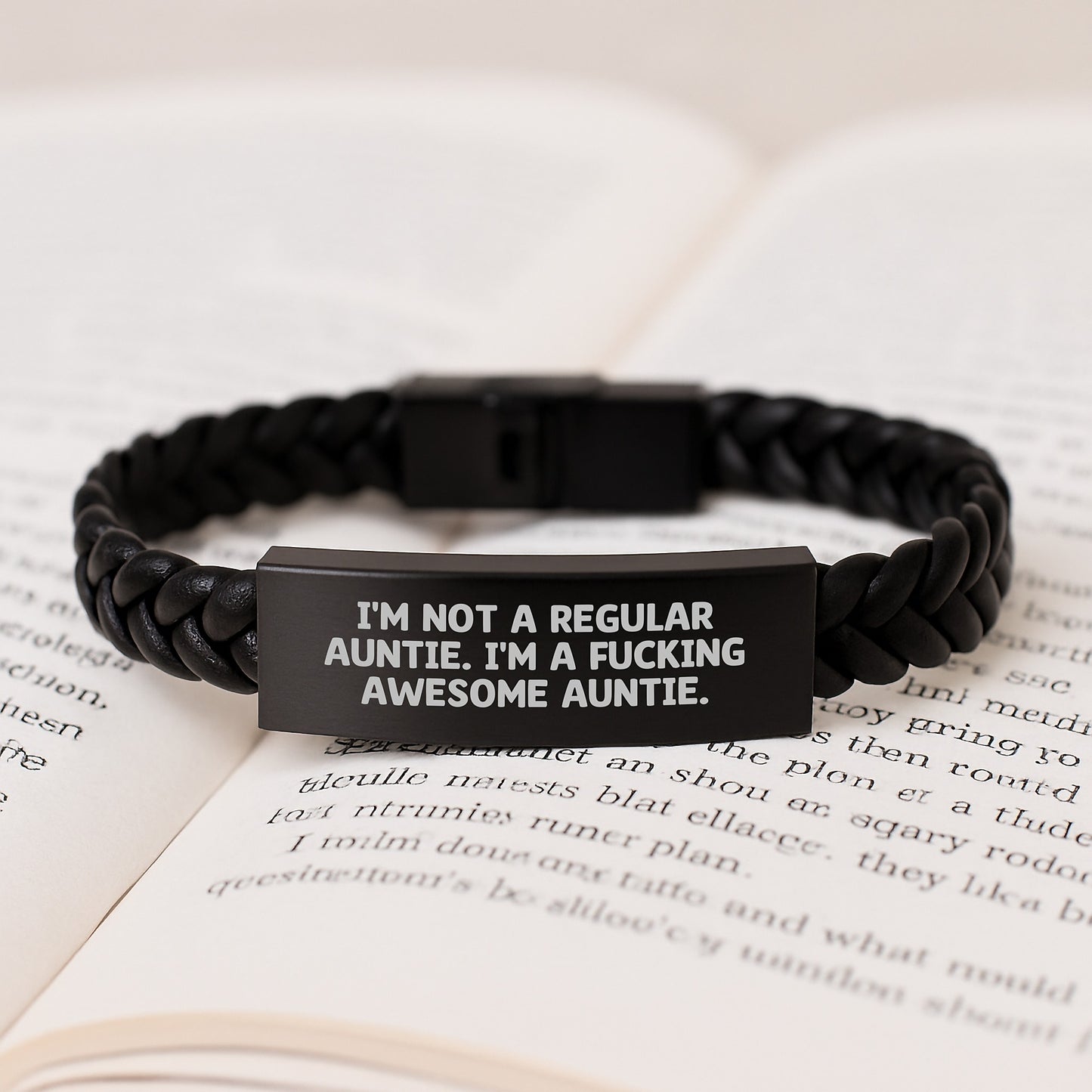 Funny Auntie Gifts, Awesome Interlaced Leather Bracelet, Gifts from Family to Awesome Auntie this Christmas! - Image 3