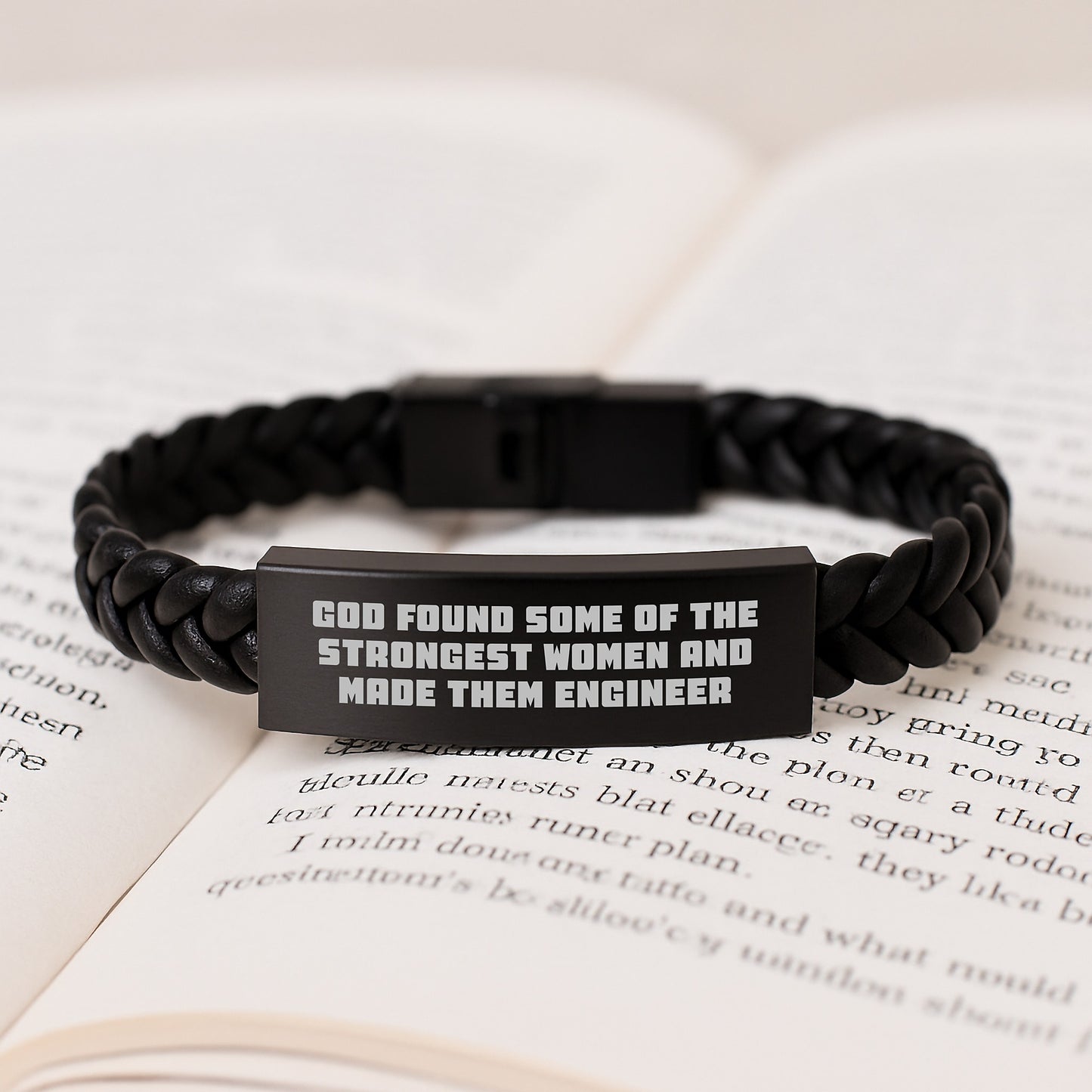 Funny Engineer Gifts, Interlaced Leather Bracelet for Women, Handmade Christmas Unique Gifts from Friends, Inspirational Quote 'God Found Some Of The Strongest Women And Made Them Engineer' - Image 3
