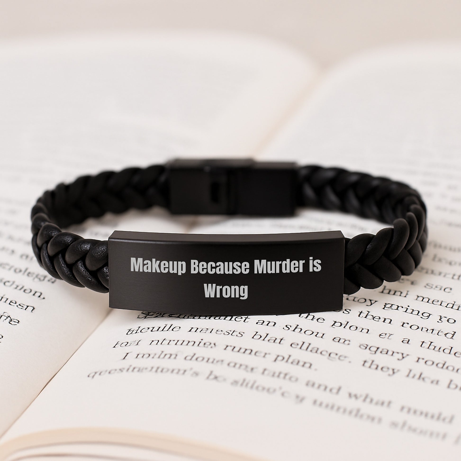 Funny Makeup Gifts for Women from Friends, Interlaced Leather Bracelet Quote, Birthday Unique Accessories, Makeup Lovers, Gifts for Makeup Enthusiasts, Stainless Steel and PU Leather Combination - Image 3