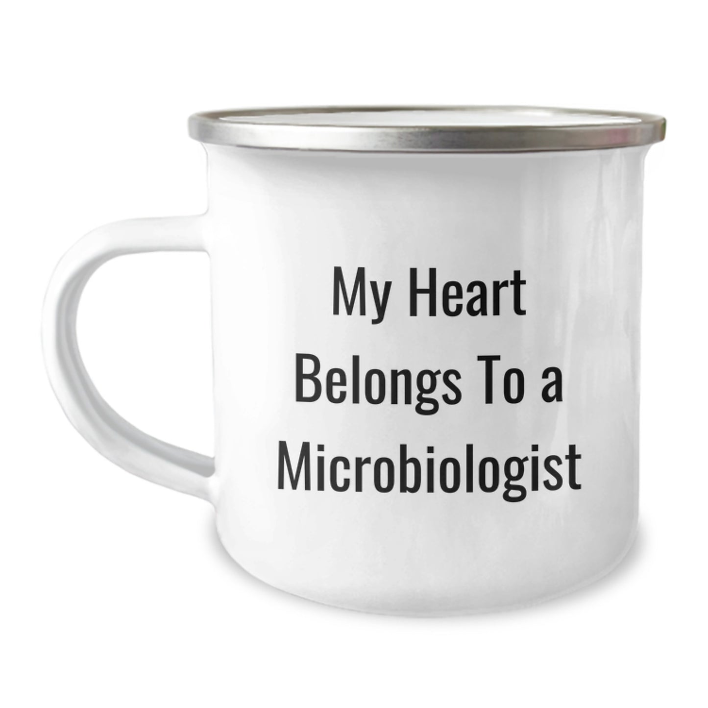 Funny Microbiologist Gifts for Him, 'My Heart Belongs To A Microbiologist' Camping Mug for Birthday, Gifts from Men to Microbiologist Friends - Image 1