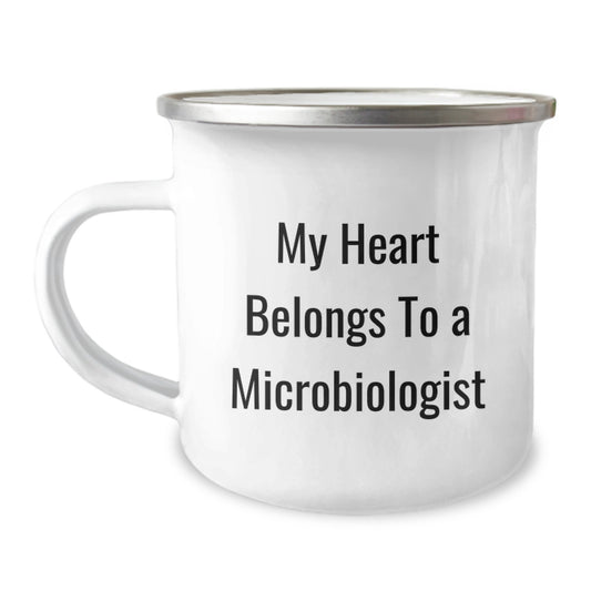 Funny Microbiologist Gifts for Him, 'My Heart Belongs To A Microbiologist' Camping Mug for Birthday, Gifts from Men to Microbiologist Friends - Image 1