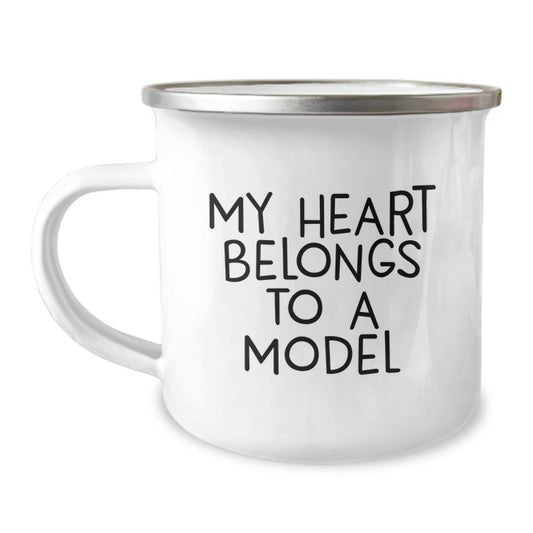Funny Model Lover's Camping Mug, My Heart Belongs To A Model, Gifts from Friends for Model Enthusiasts on Birthday - Image 1