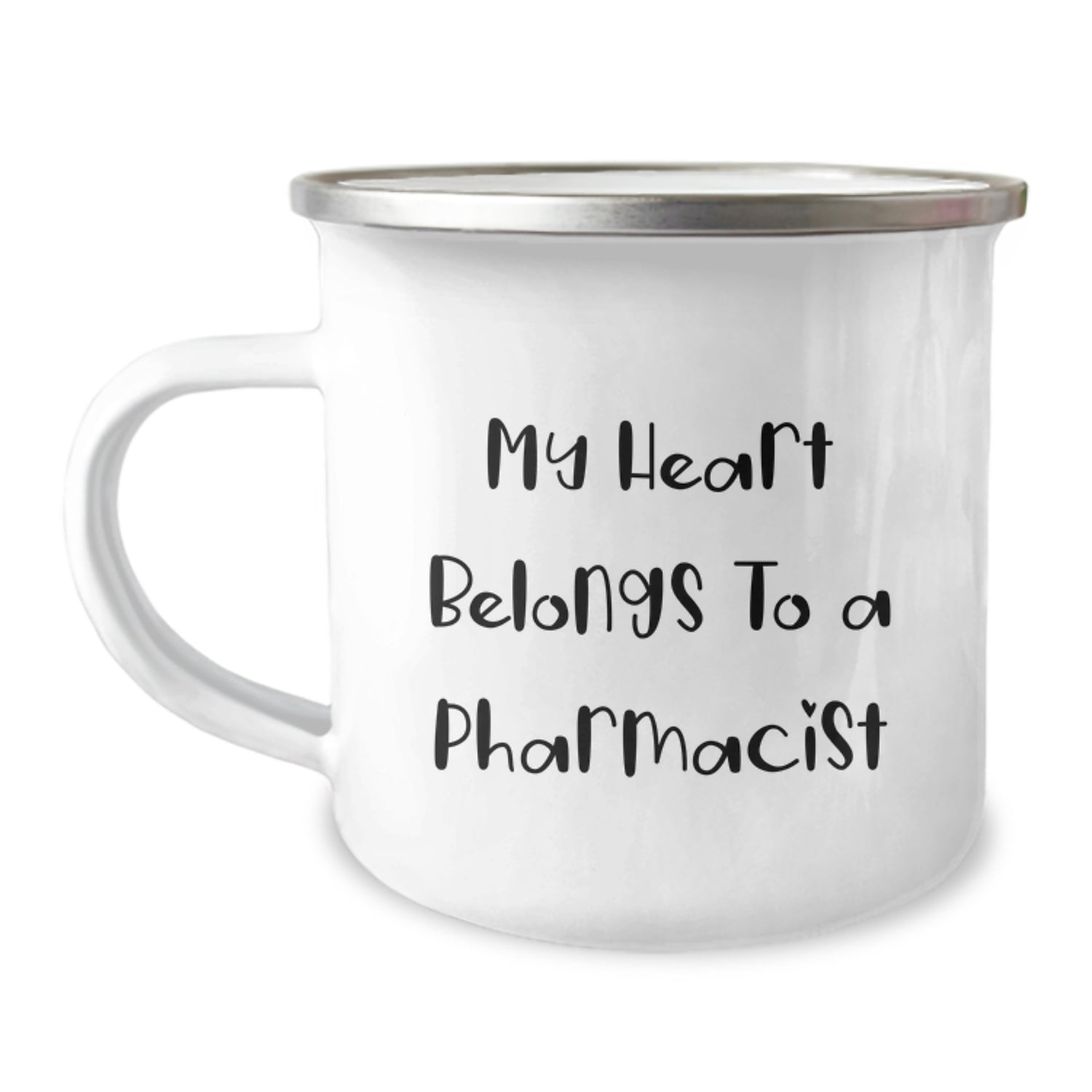 Funny Pharmacist Gifts for Him or Her - 'My Heart Belongs To A Pharmacist' Camping Mug, Birthday Unique Gifts from Family to Coworkers - Image 1