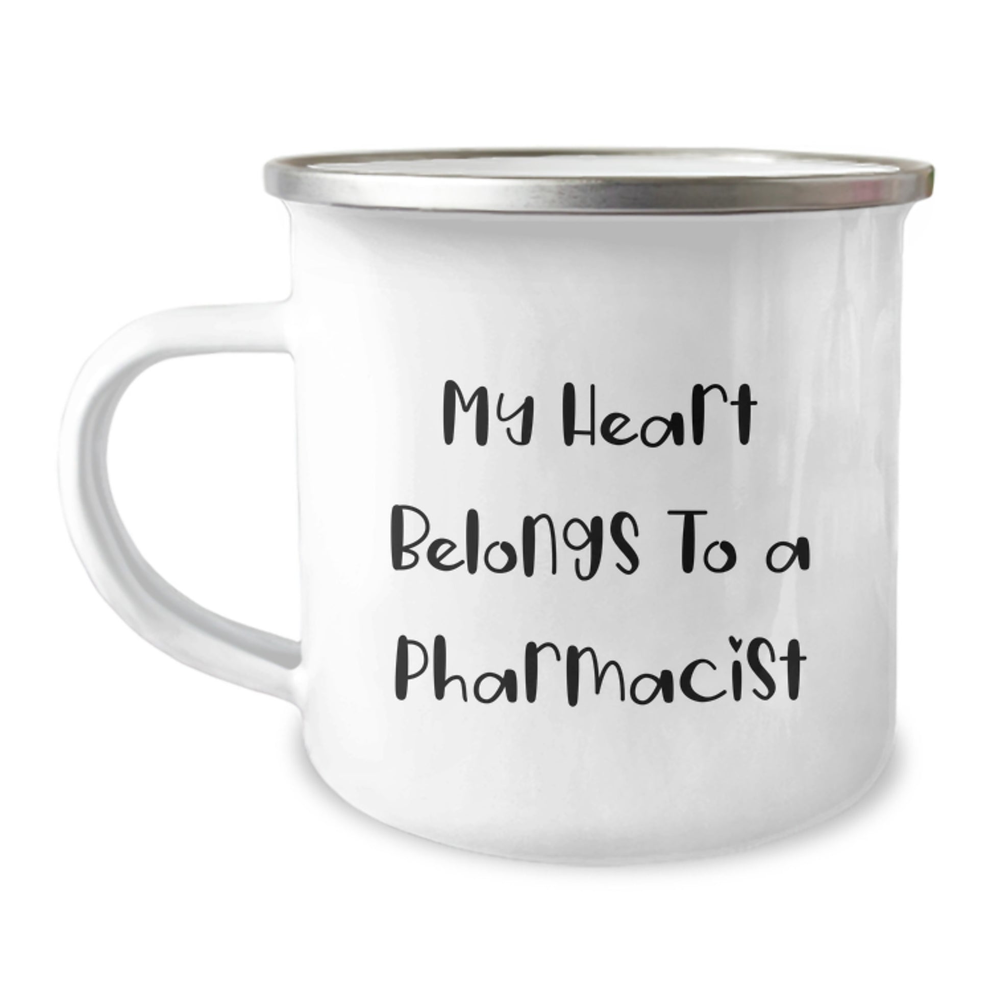 Funny Pharmacist Gifts for Him or Her - 'My Heart Belongs To A Pharmacist' Camping Mug, Birthday Unique Gifts from Family to Coworkers - Image 1