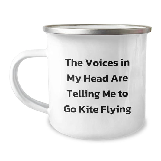 Kite Flying Inspiration Gifts from Friends, Unique Graduation Mugs for Kite Flying Enthusiasts, 'The Voices In My Head Are Telling Me To Go Kite Flying' Funny Camping Mug for Men, Women, Family - Image 1